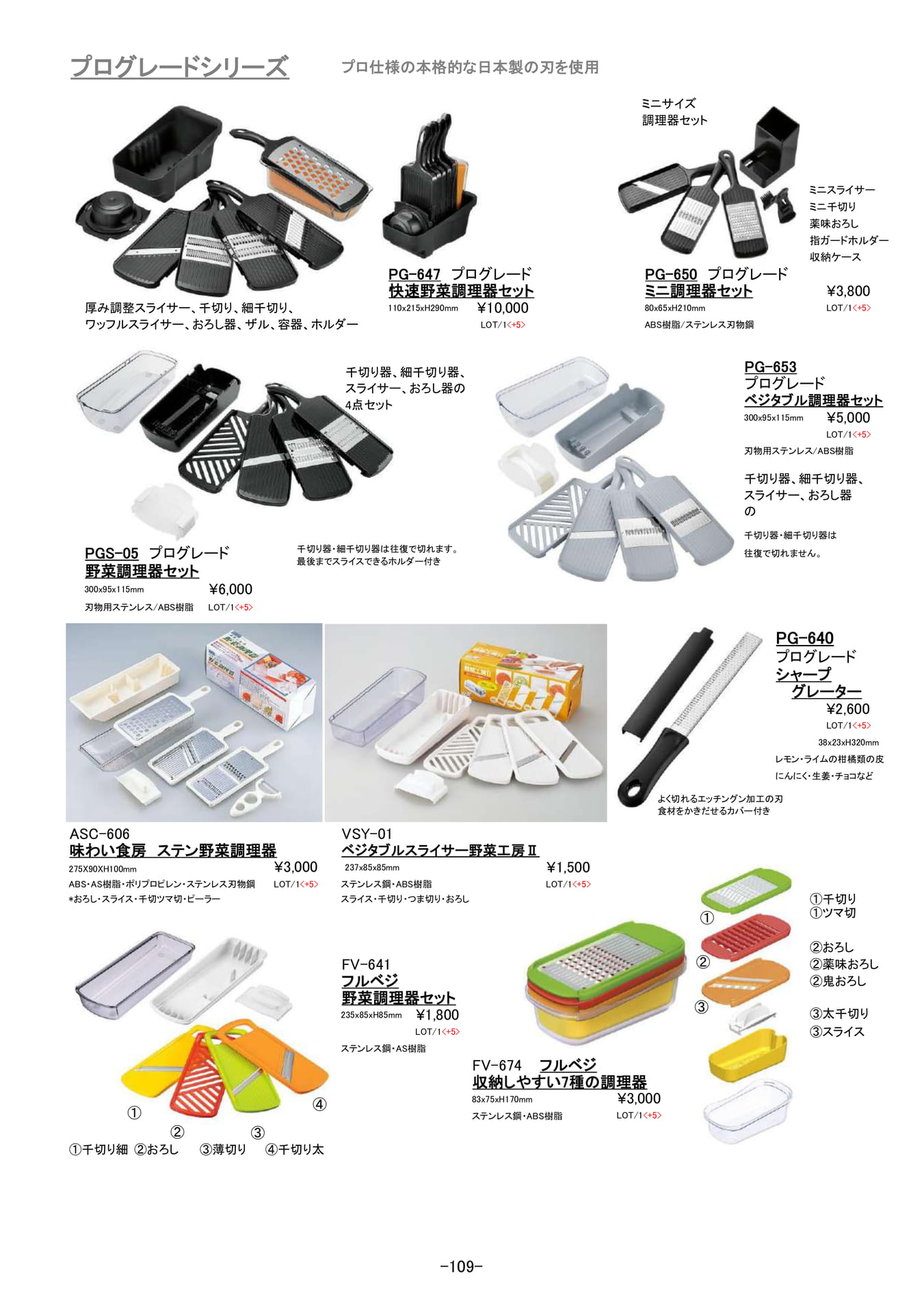 キッチン小物|プログレードシリーズ|おろし器、スライサー(110ページ目)