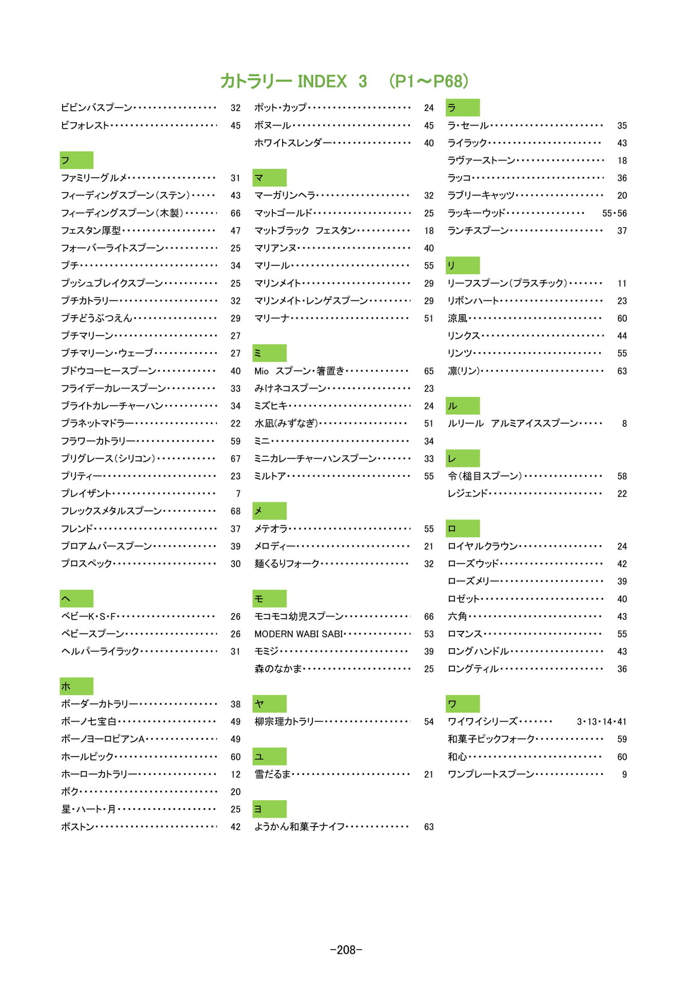 カトラリーINDEX|3(209ページ目)
