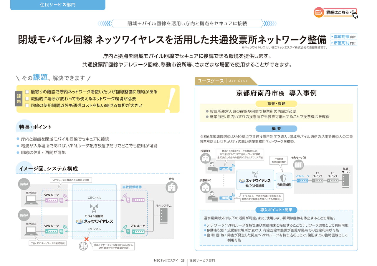 Page 28_閉域ﾓﾊﾞｲﾙ回線 ﾈｯﾂﾜｲﾔﾚｽを活用した共通投票所ﾈｯﾄﾜｰｸ整備（28ページ目）