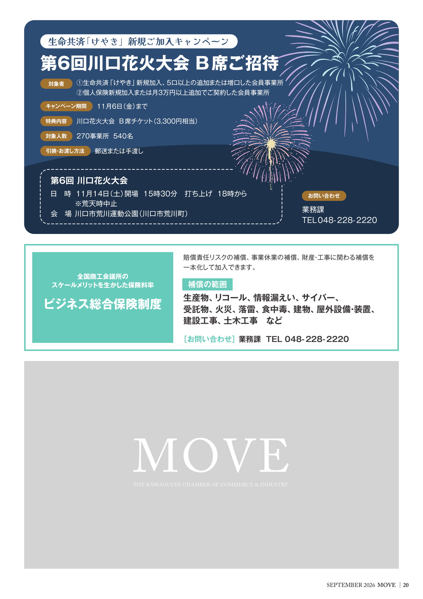第6回川口花火大会 B席ご招待／ビジネス総合保険制度（20ページ目）