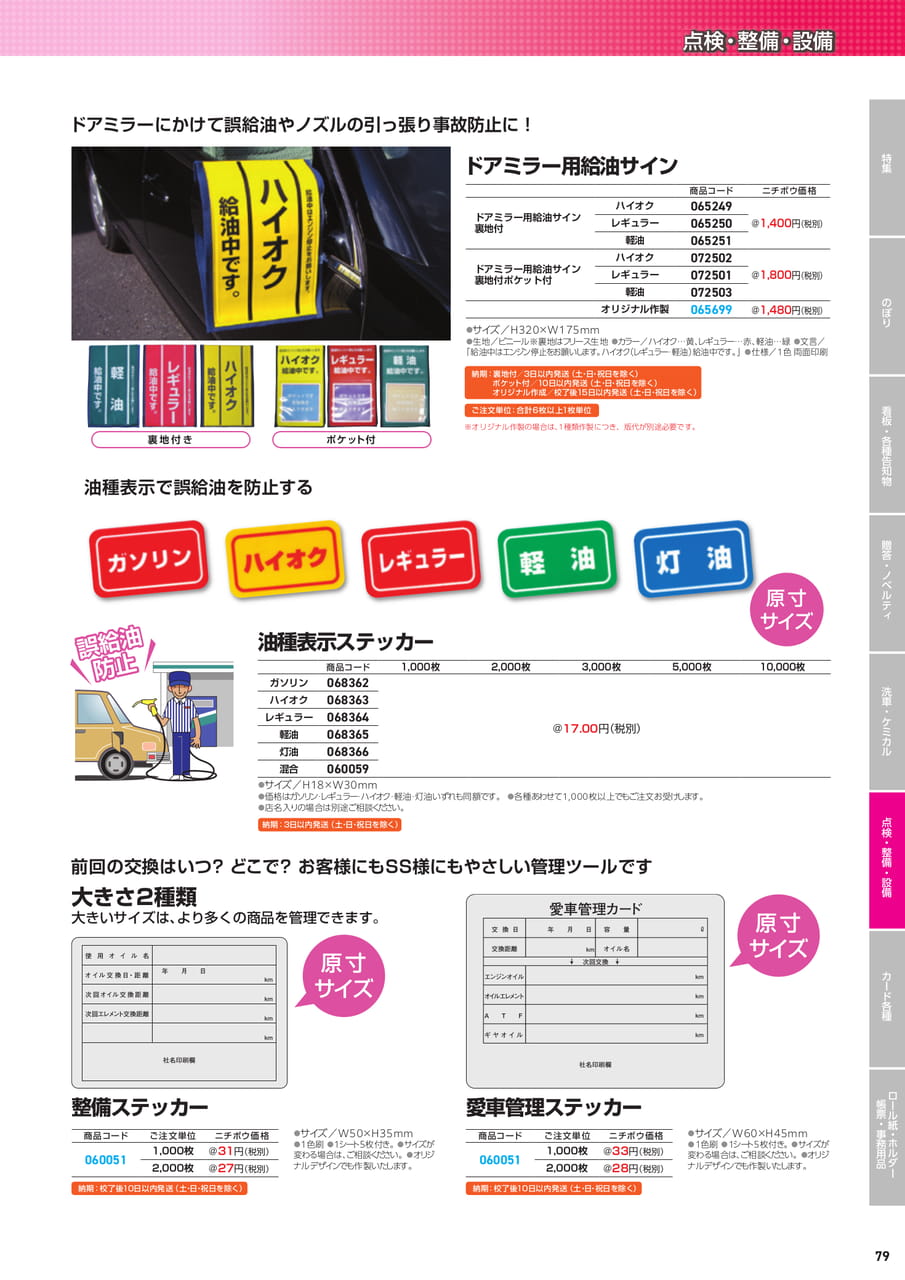 ドアミラー用給油サイン（81ページ目）