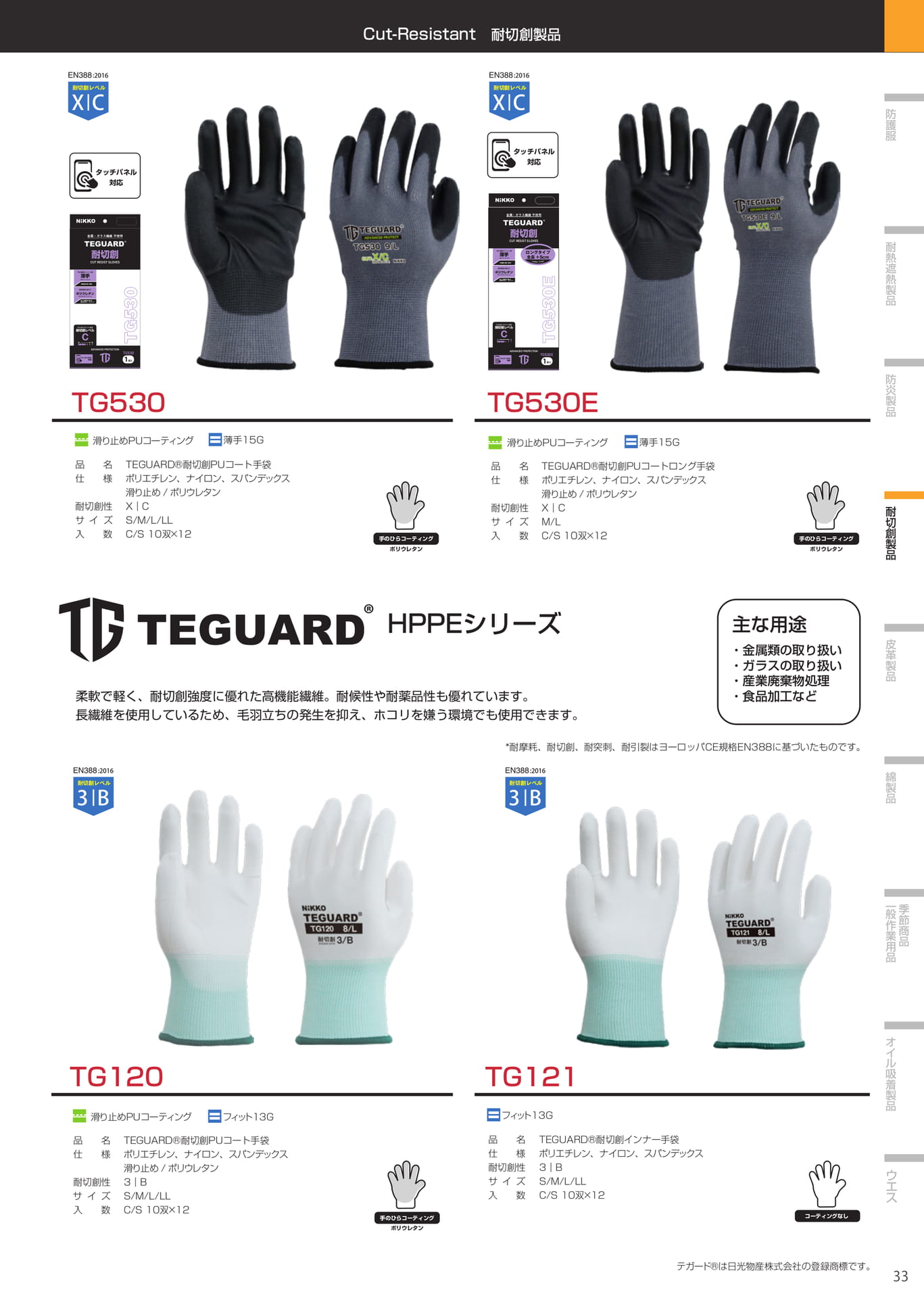 TEGUARD 耐切創 PUコート手袋（33ページ目）