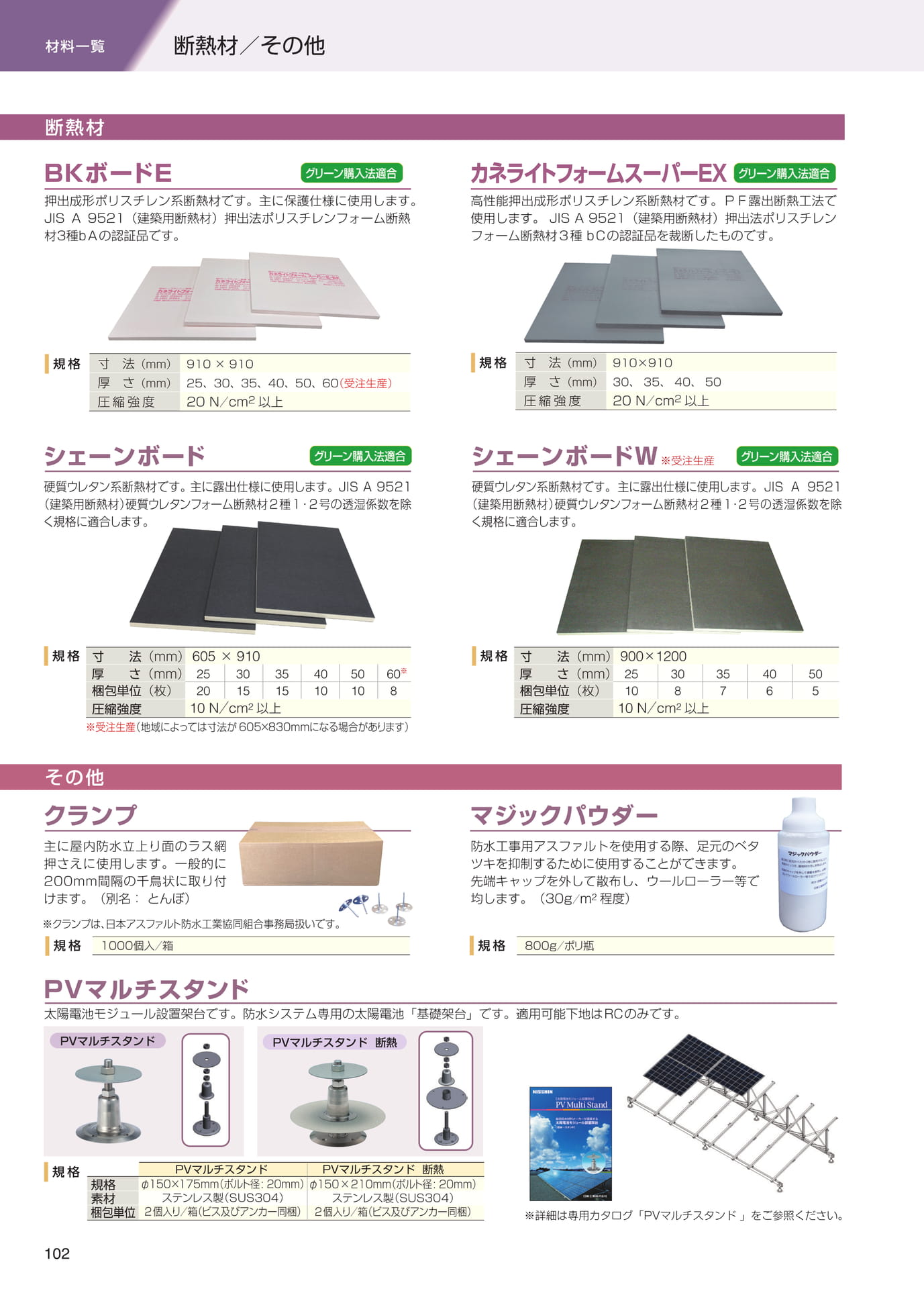 材料一覧（断熱材その他）（102ページ目）