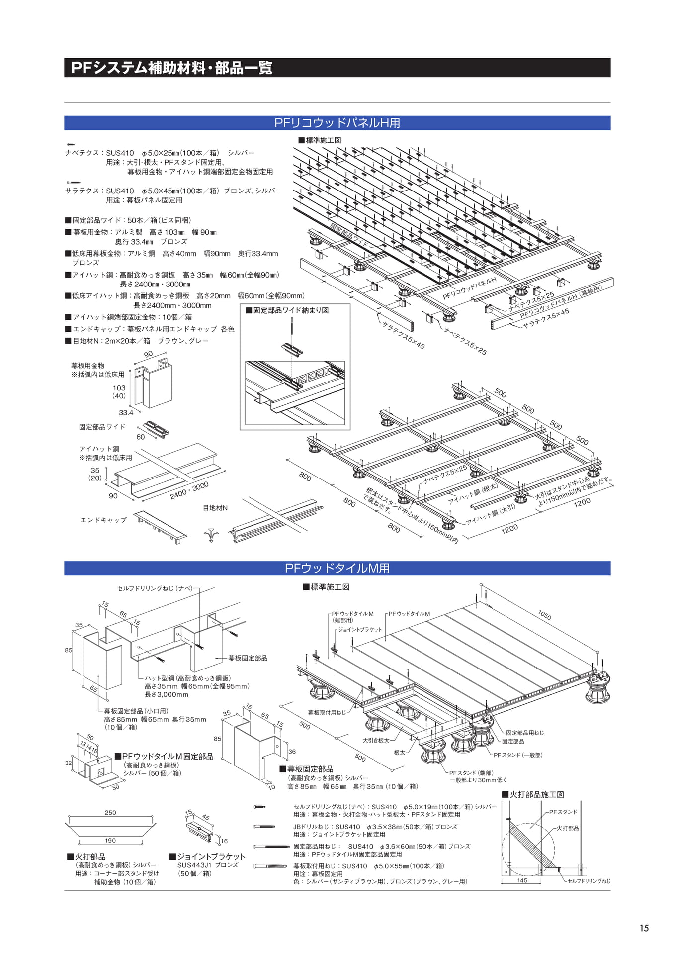 PFシステム補助材料・部品一覧(15ページ目)