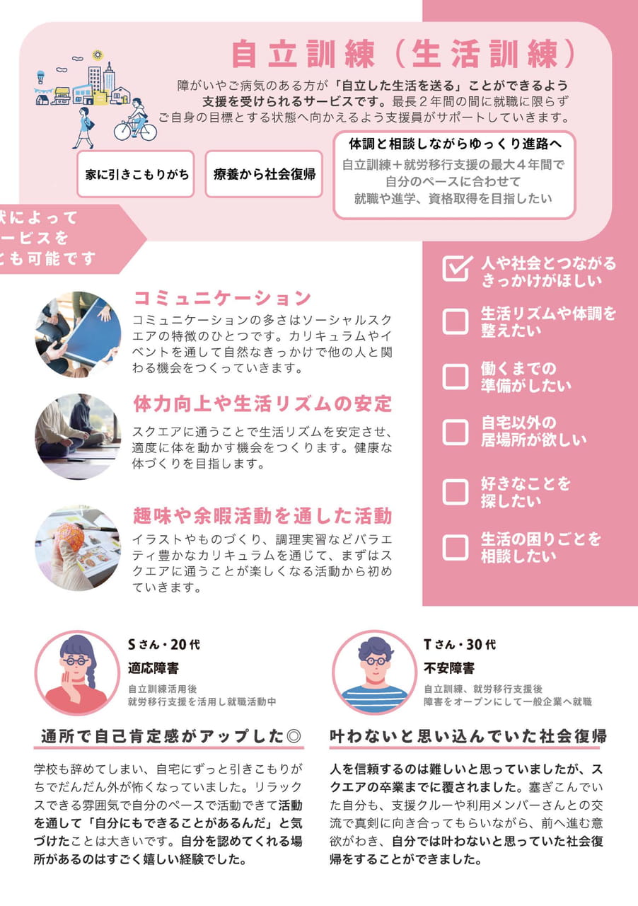 ソーシャルスクエア関西エリア|サービス紹介(自立訓練) (2ページ目)