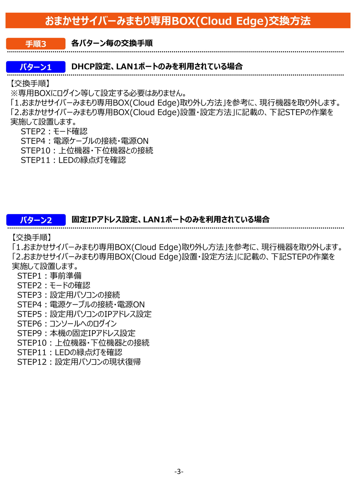 各パターンの交換手順(1~2)(3ページ目)