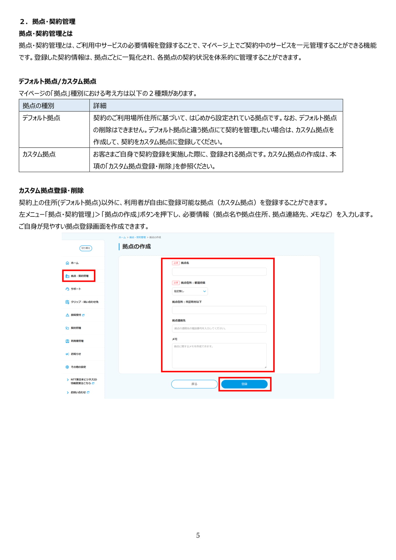 2. 拠点・契約管理（6ページ目）