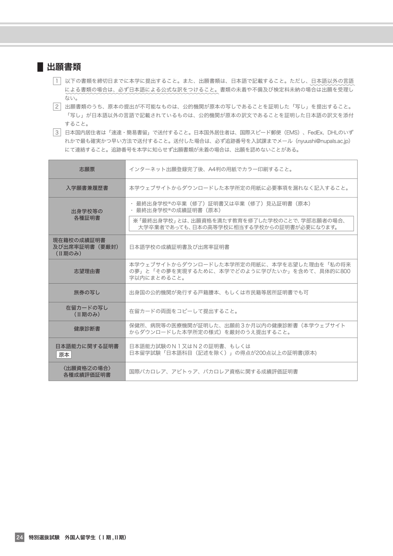 外国人留学生の出願書類（24ページ目）