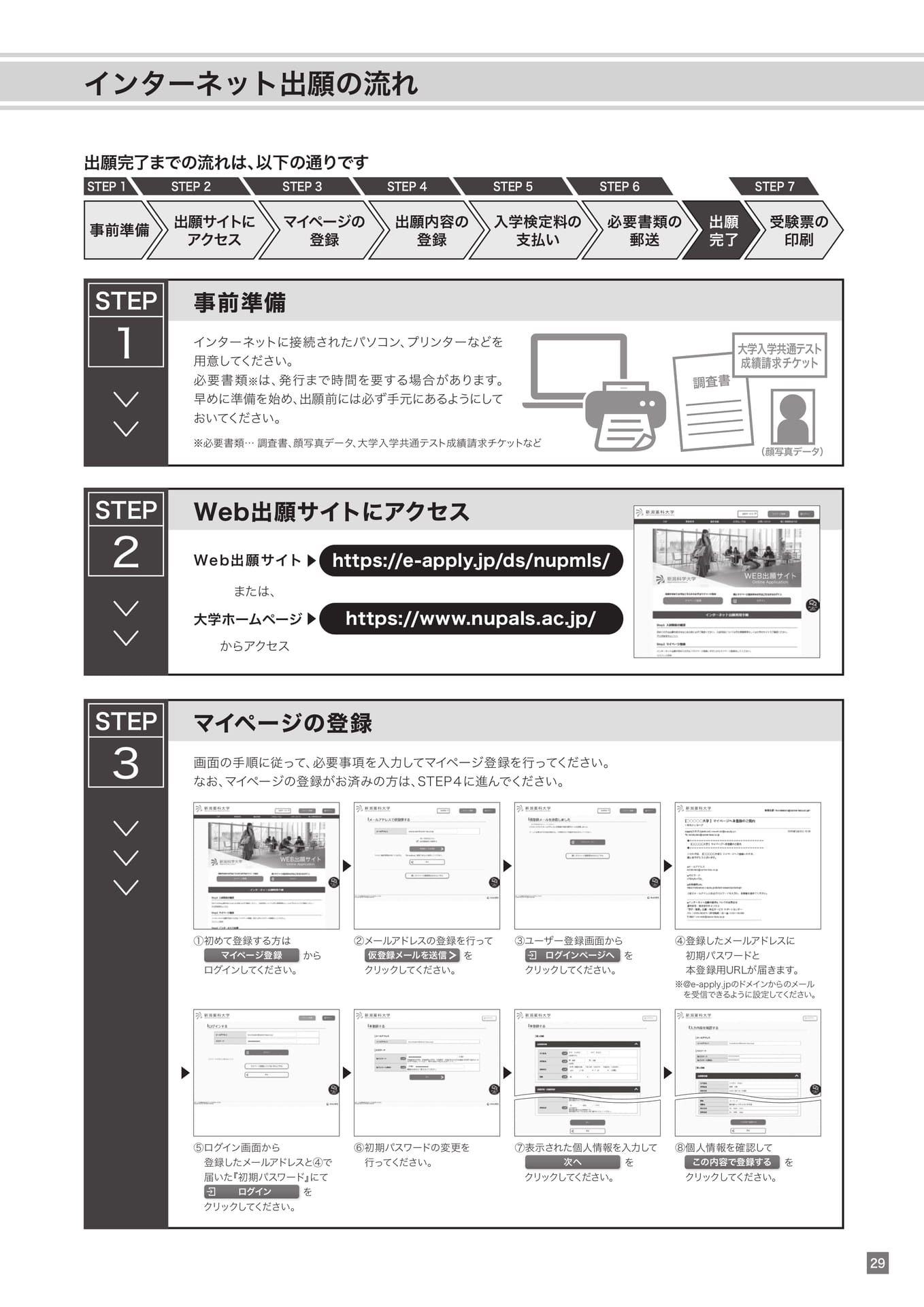 インターネット出願の流れ（29ページ目）