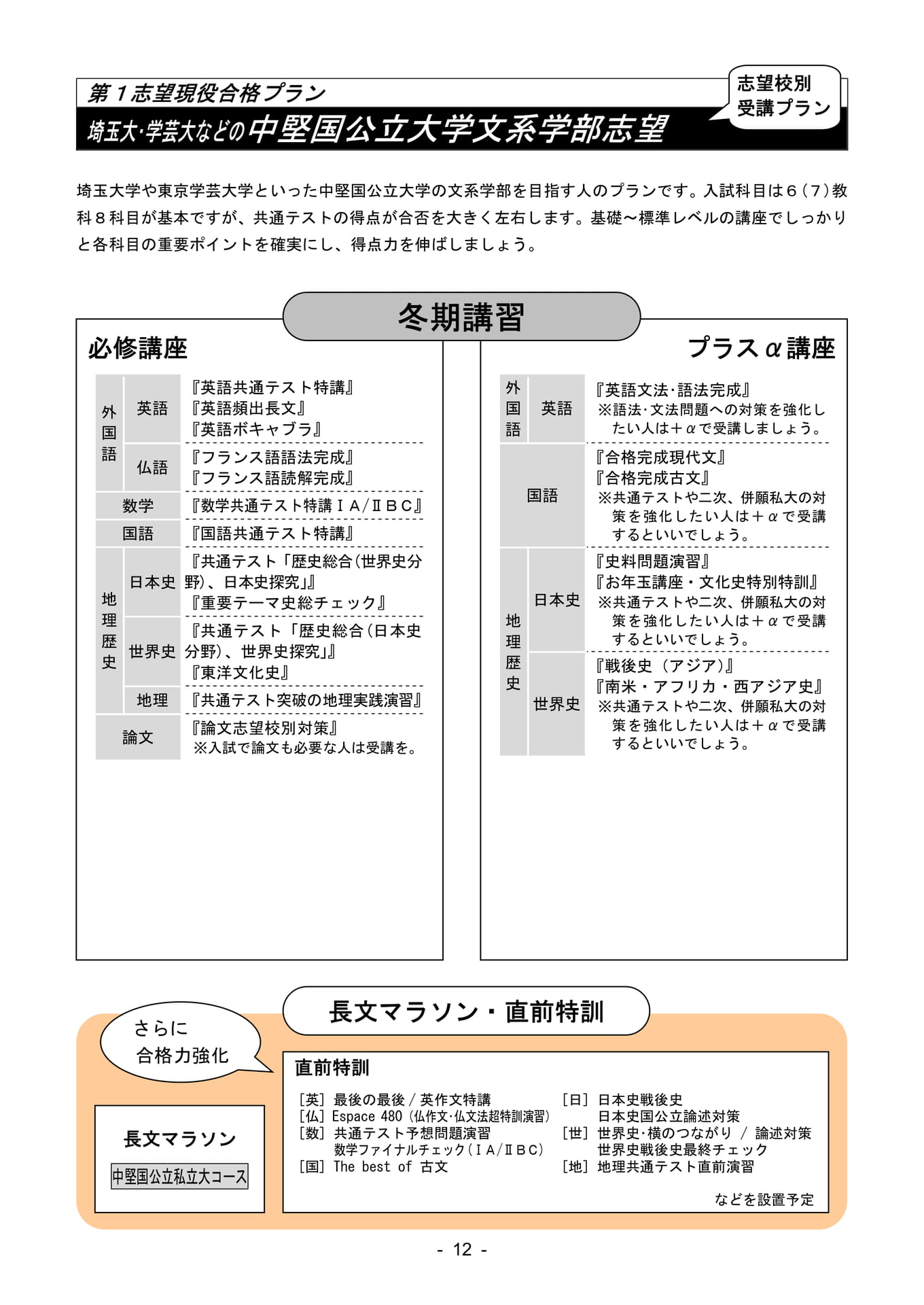 中堅国公立大学文系学部志望プラン（13ページ目）