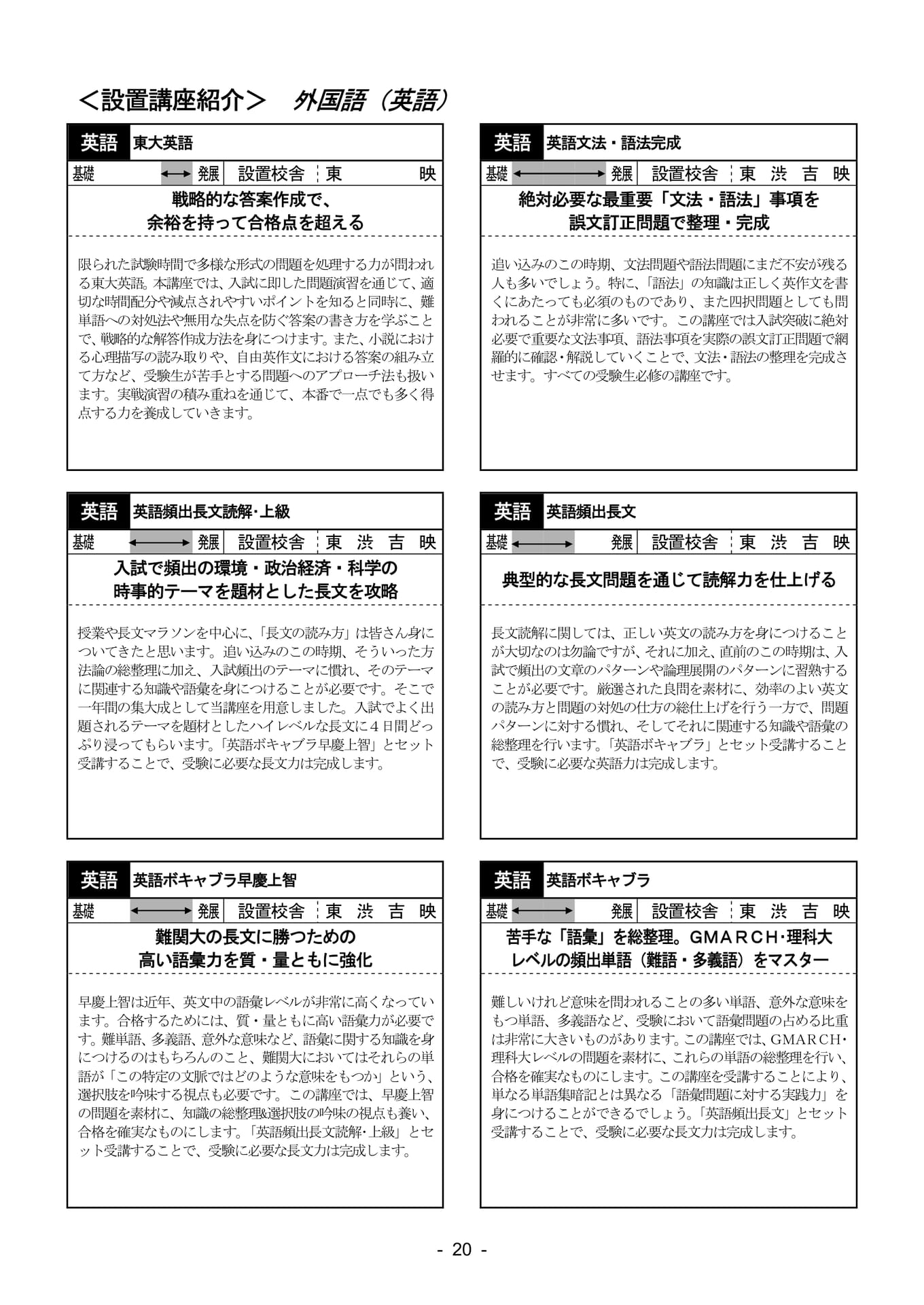 設置講座紹介 英語（21ページ目）