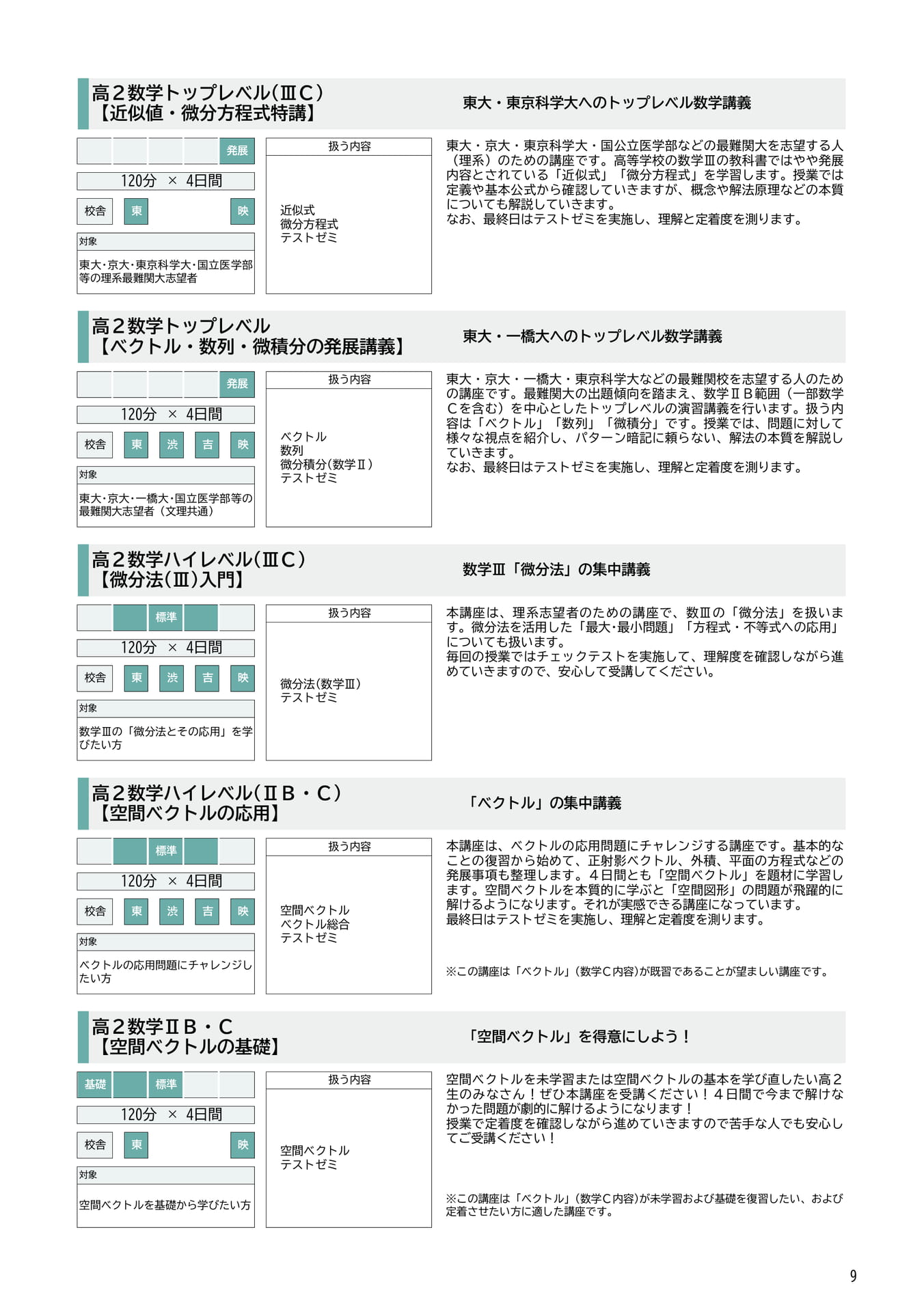 高2数学講座紹介(9ページ目)