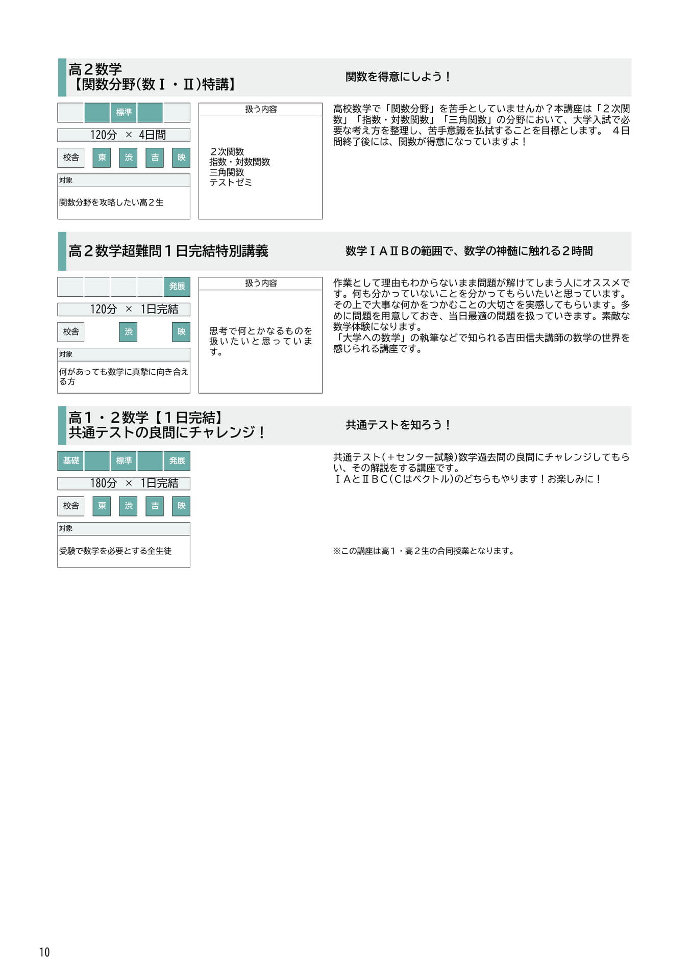 高2数学講座紹介(10ページ目)