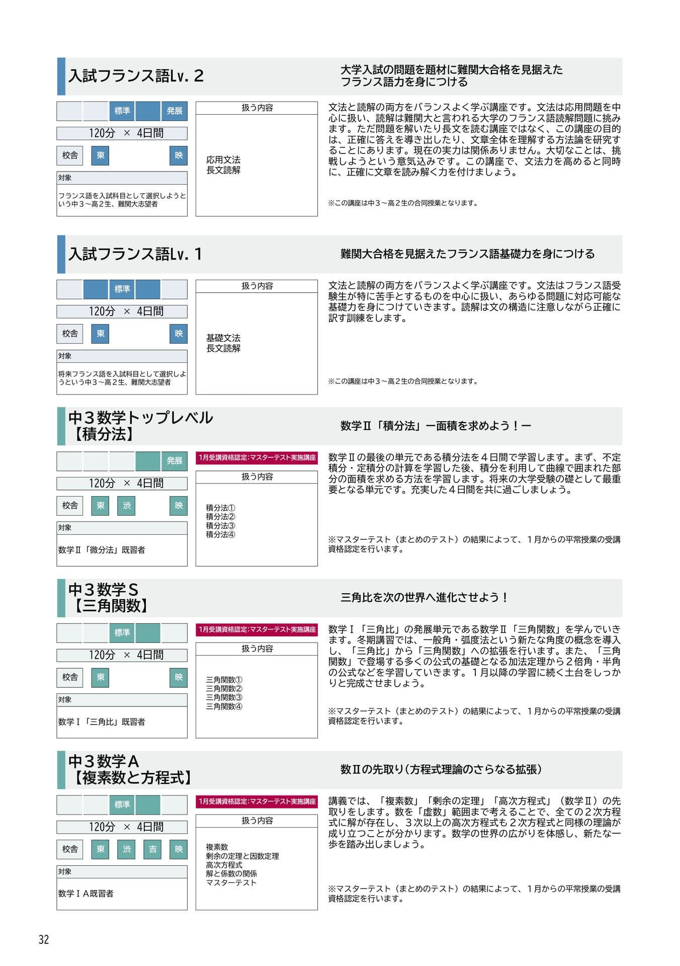 中3仏語・数学講座紹介(32ページ目)
