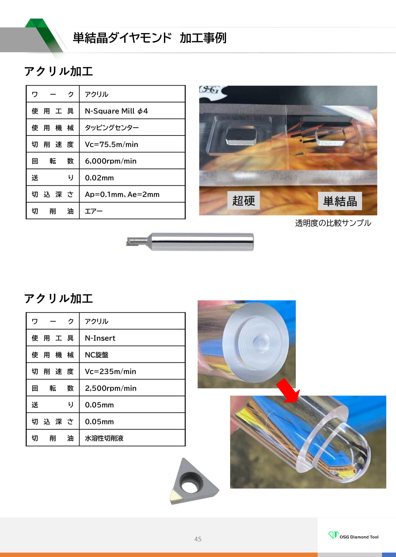 　単結晶ダイヤモンド加工事例（45ページ目）