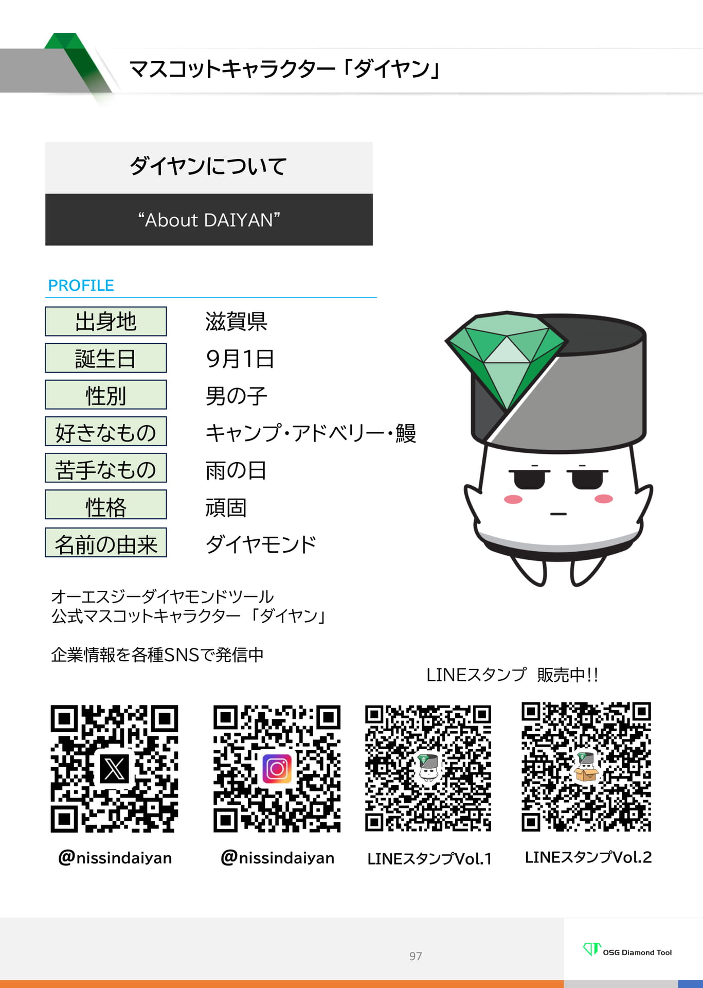 マスコットキャラクター「ダイヤン」（97ページ目）