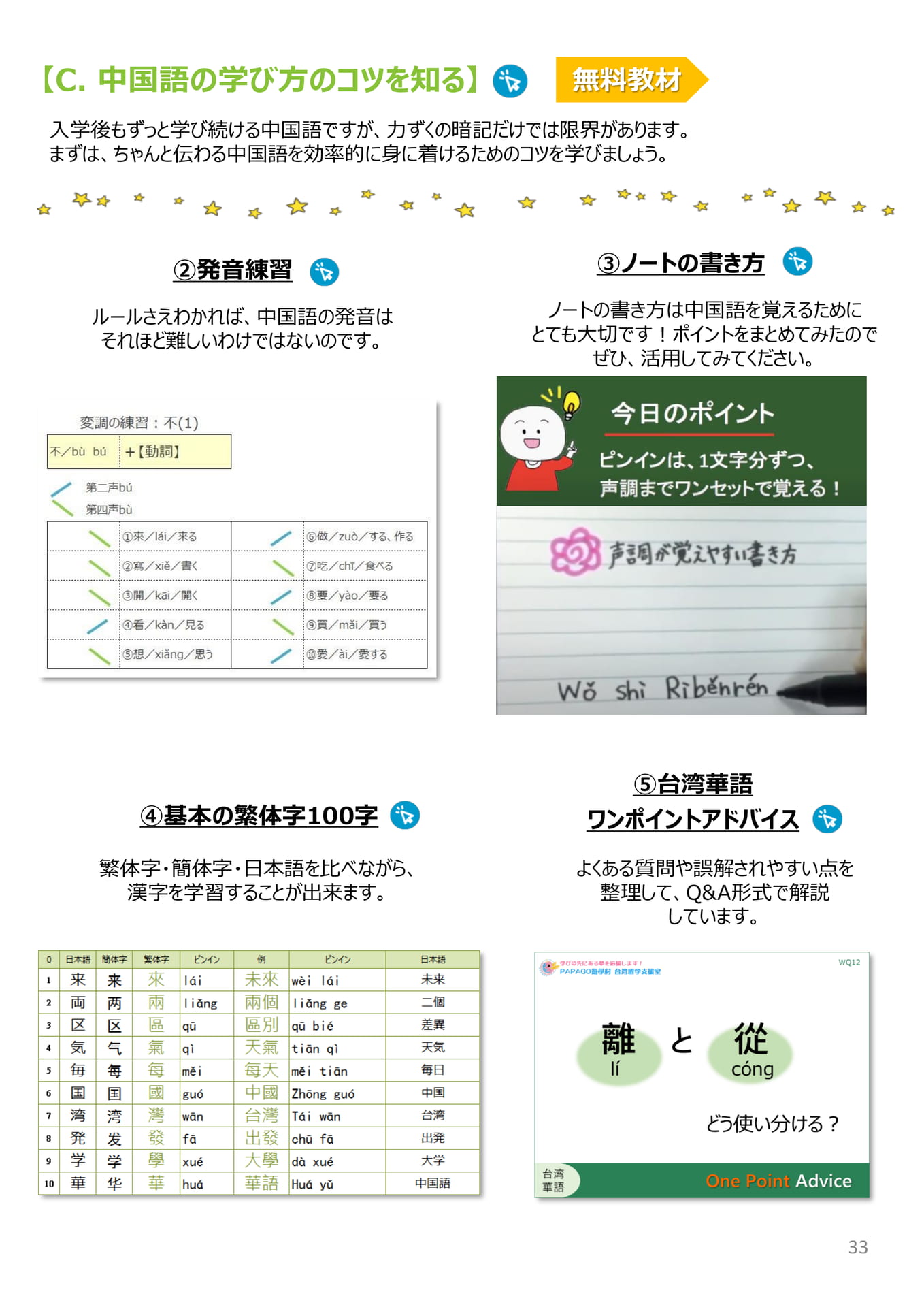PAPAGOオリジナルの台湾華語教材(34ページ目)