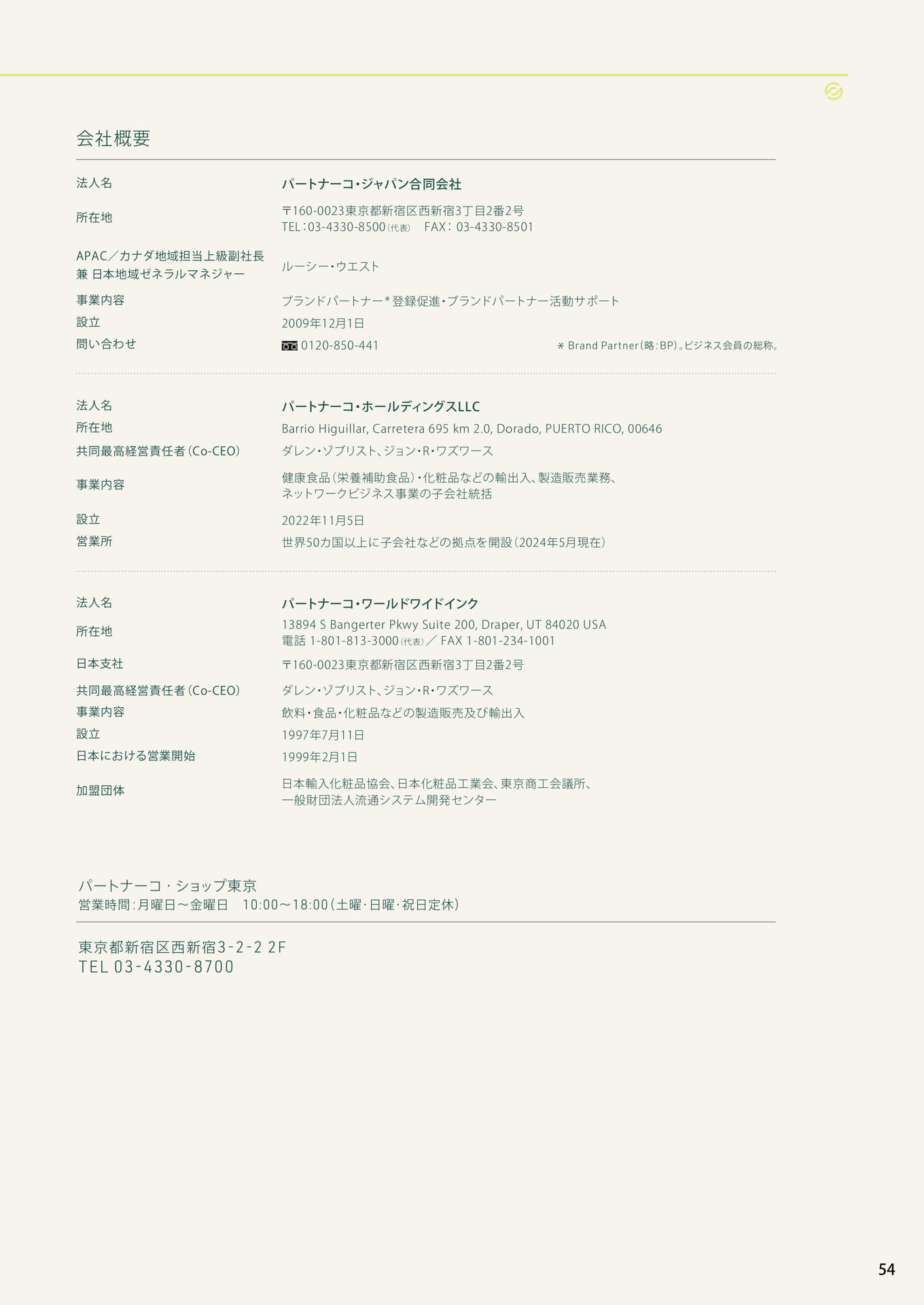 会社概要（56ページ目）