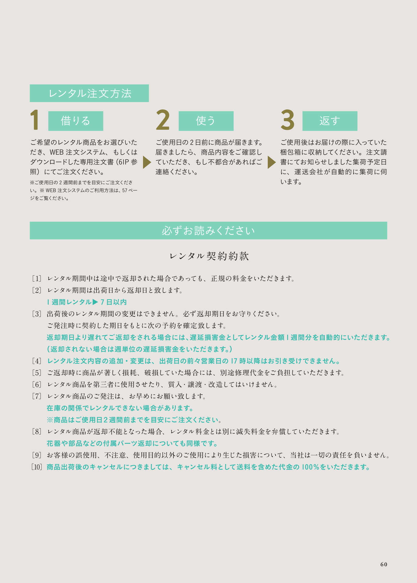 P60　レンタル約款（61ページ目）