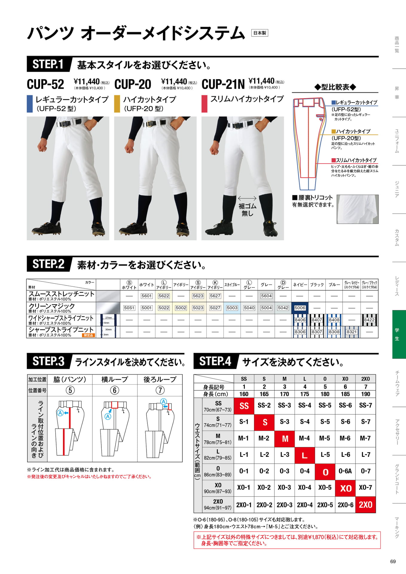 学生ユニフォームパンツオーダーメイドシステム（71ページ目）