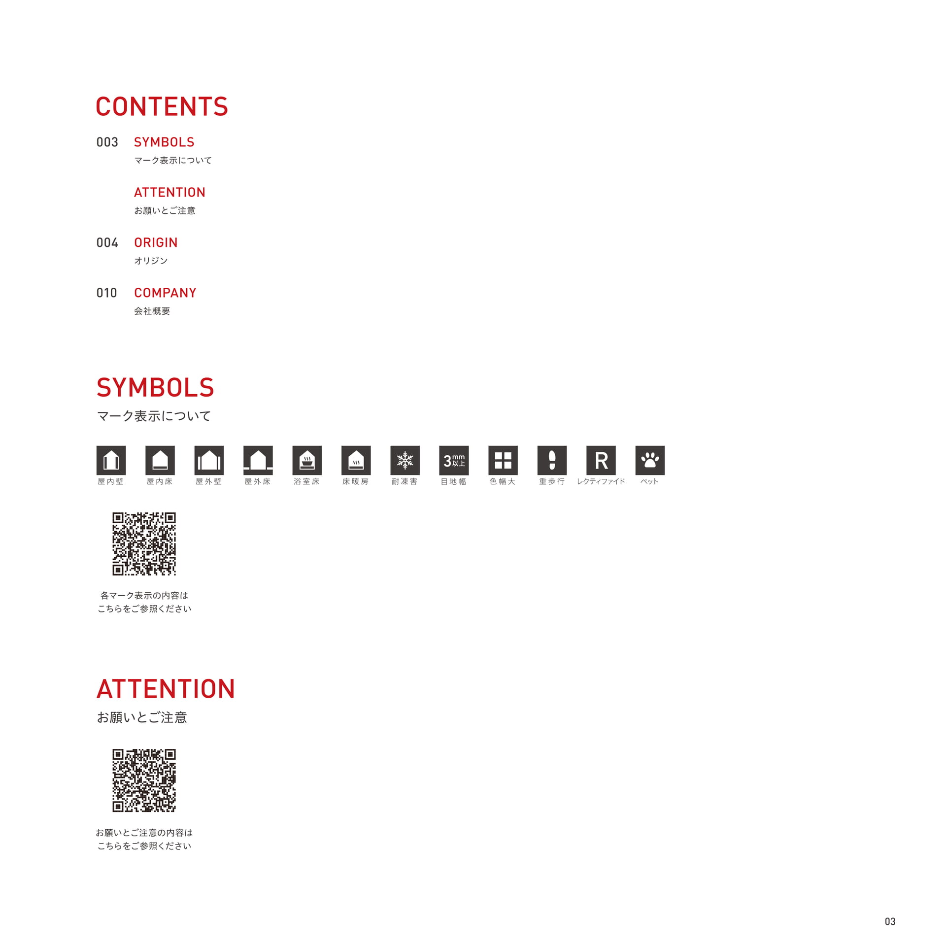CONTENTS/SYMBOLS/ATTENTION(3ページ目)