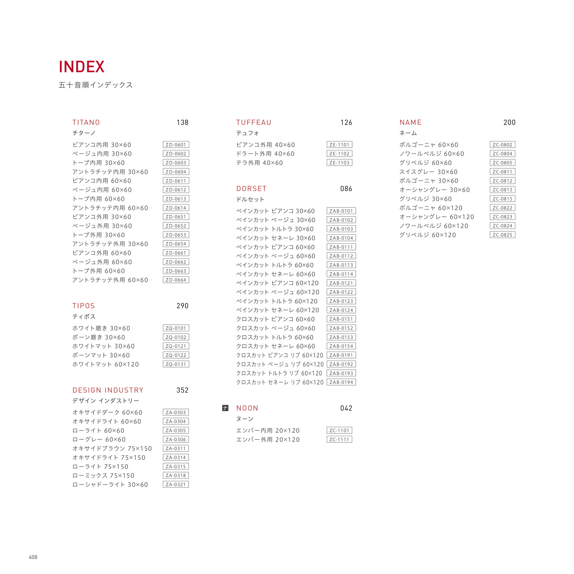 INDEX 50音順インデックス(412ページ目)
