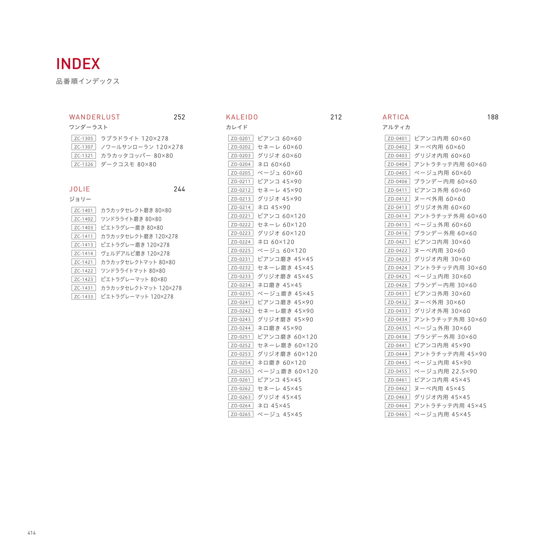 INDEX 品番順インデックス(418ページ目)