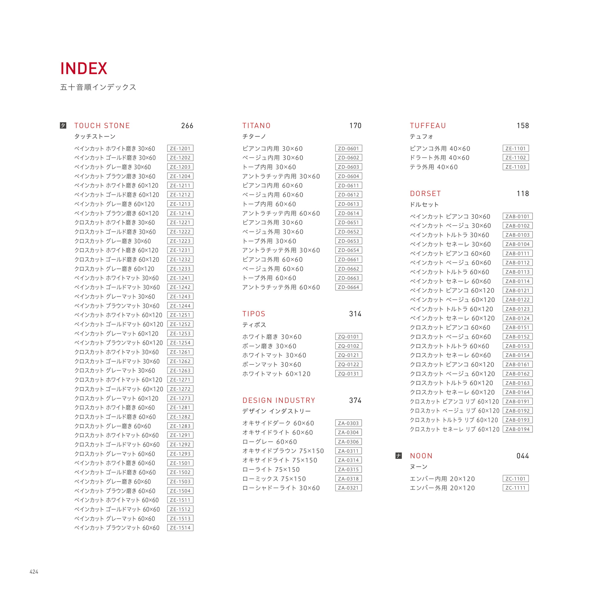 INDEX 50音順インデックス（428ページ目）