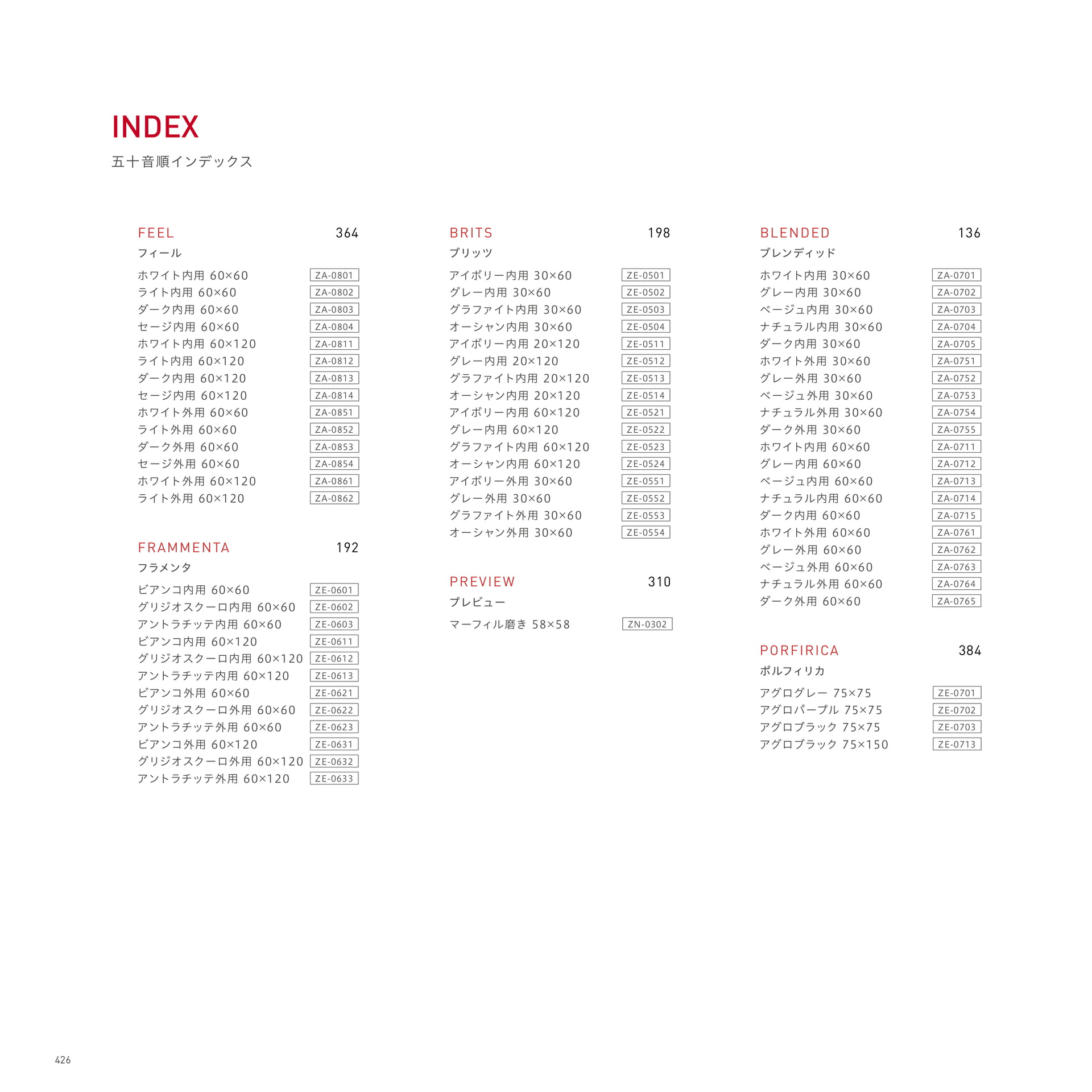INDEX 50音順インデックス（430ページ目）