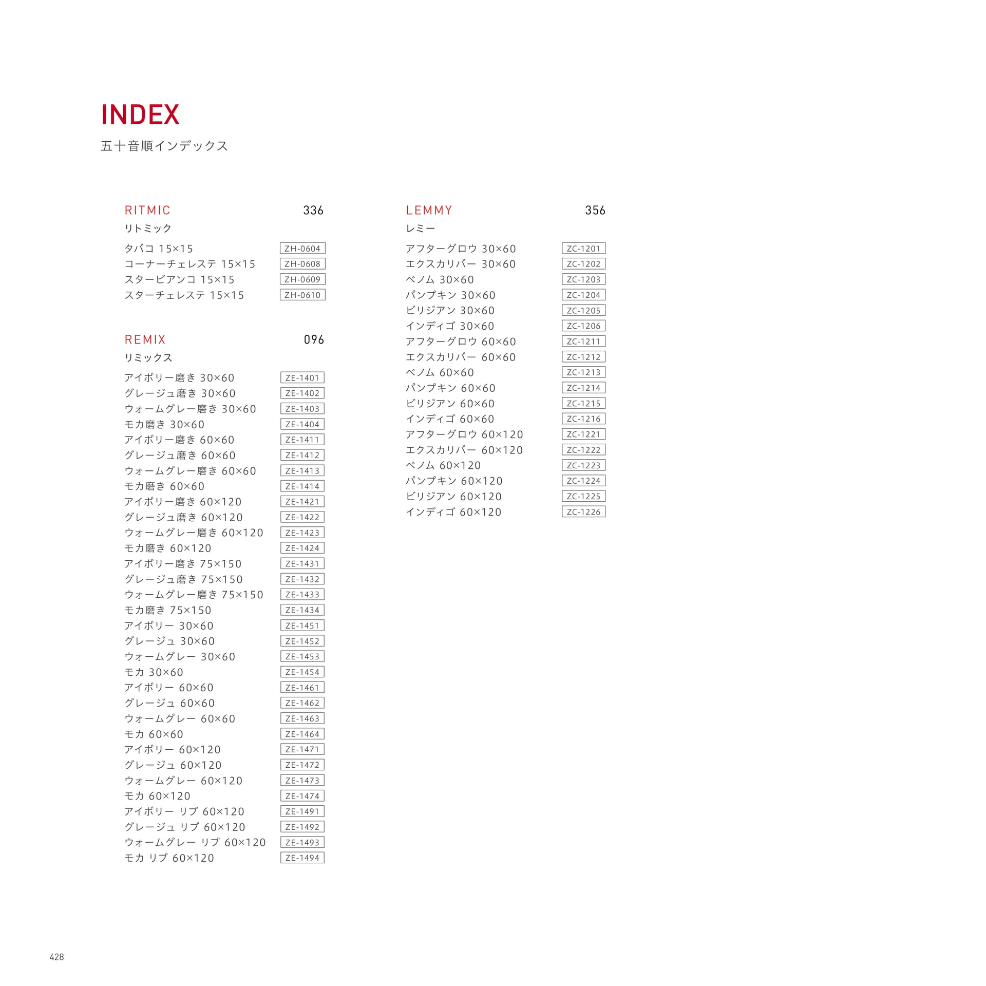 INDEX 50音順インデックス（432ページ目）