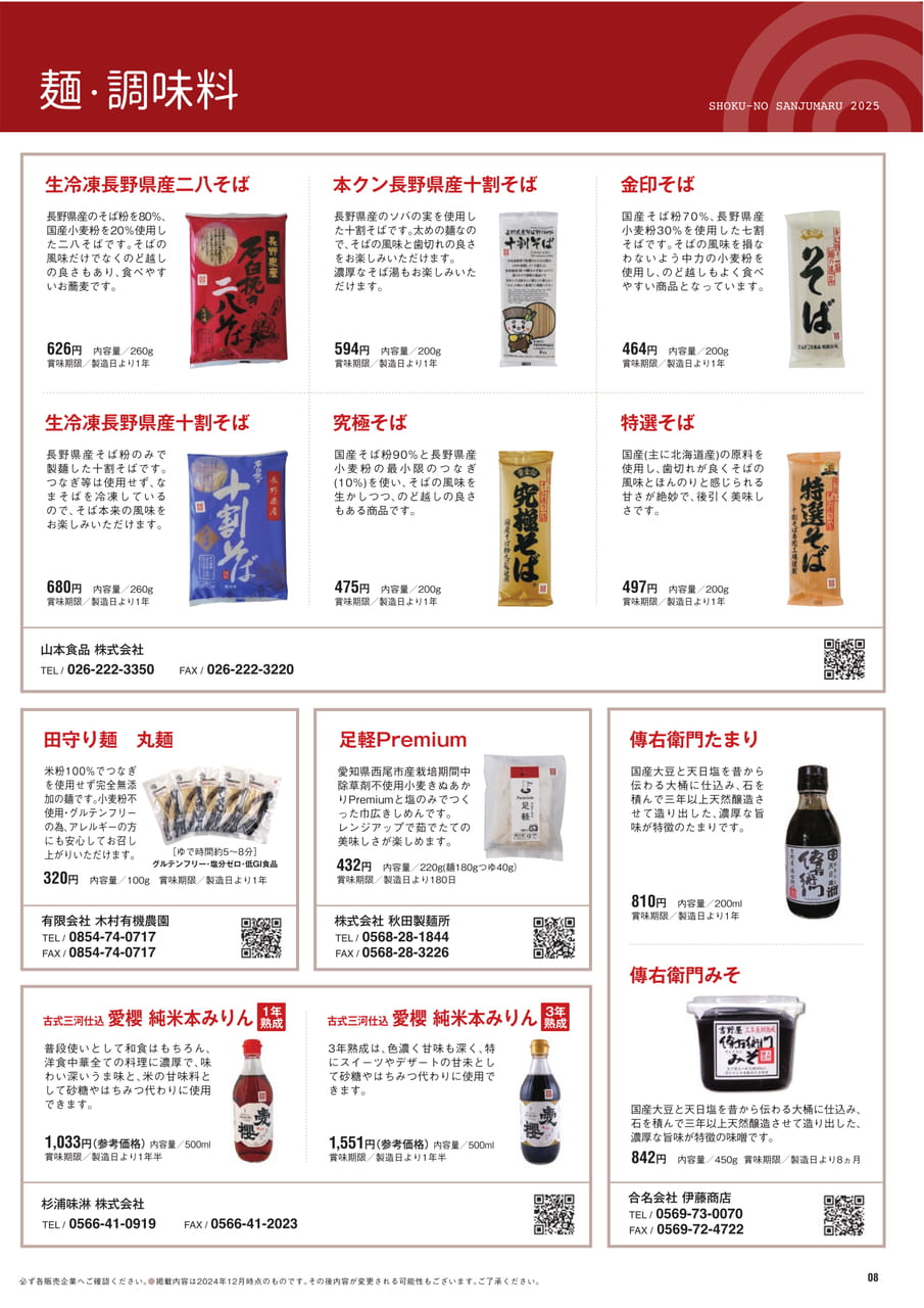 Page ８　麺・調味料（9ページ目）