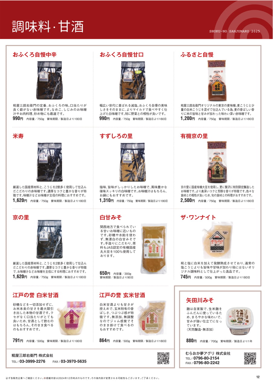 Page 12　調味料・甘酒（13ページ目）