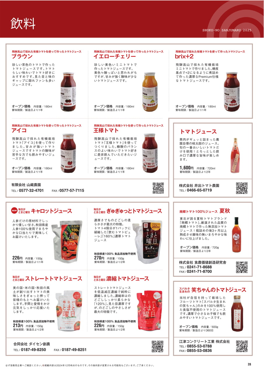 Page 28　飲料（29ページ目）
