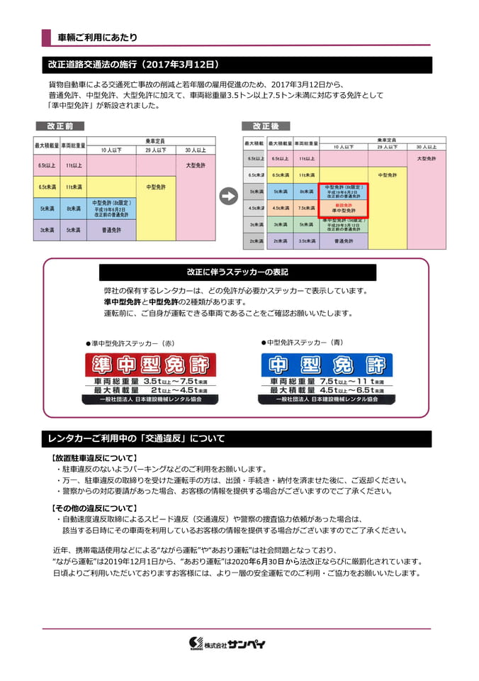 車輌ご利用にあたり（4ページ目）