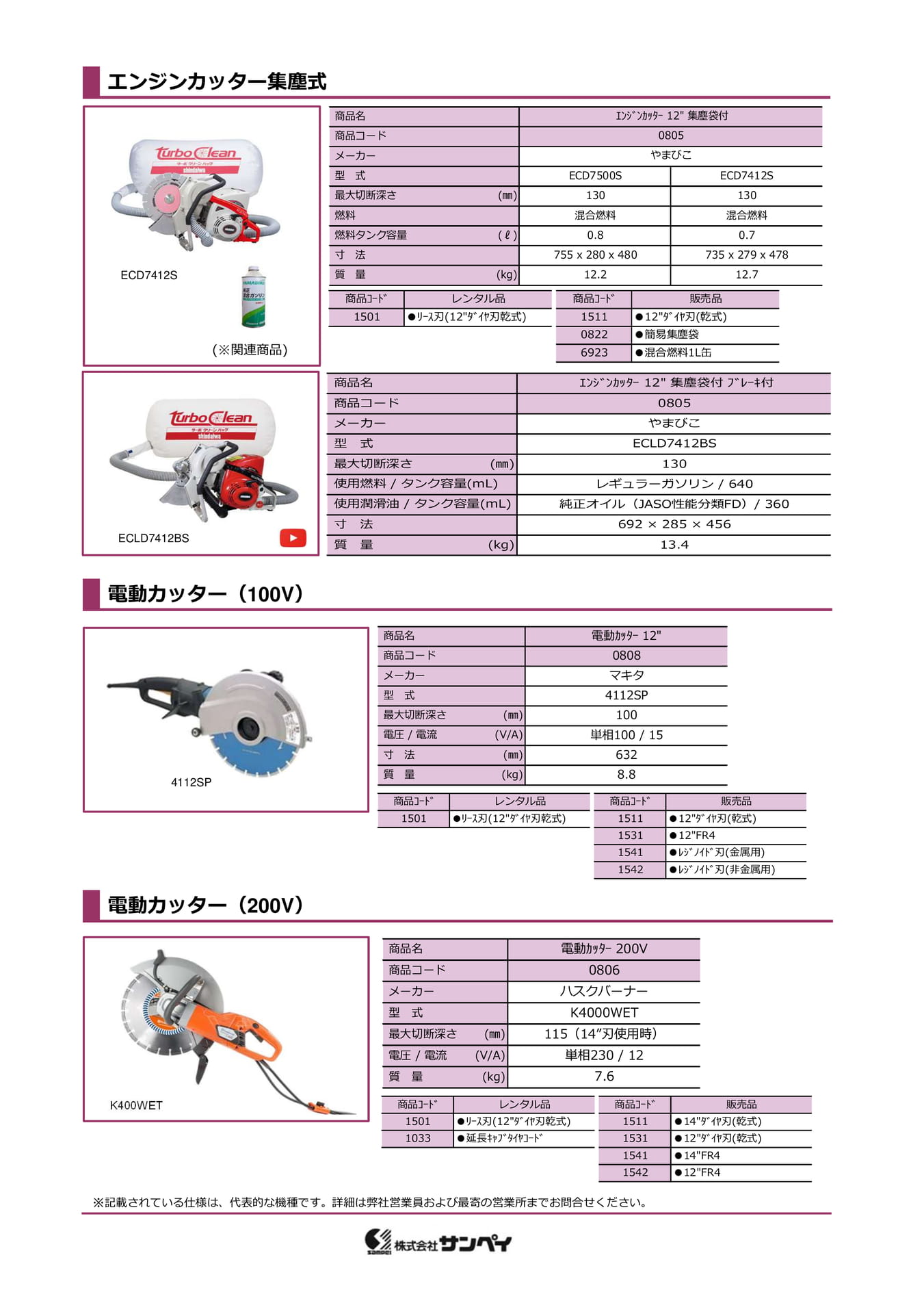 エンジンカッター（集塵式）・電動カッター（89ページ目）