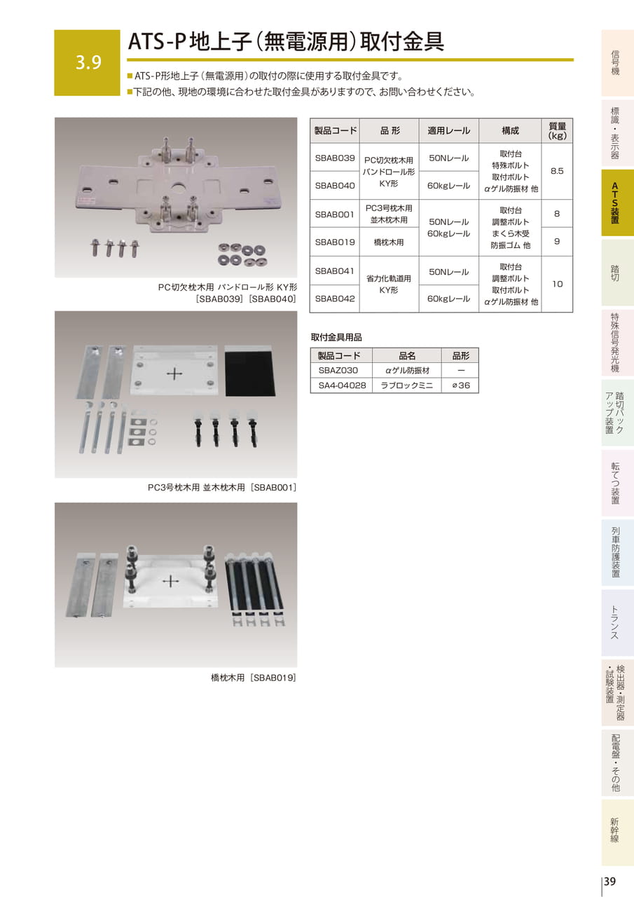 3.9 ATS-P地上子（無電源用）取付金具（41ページ目）