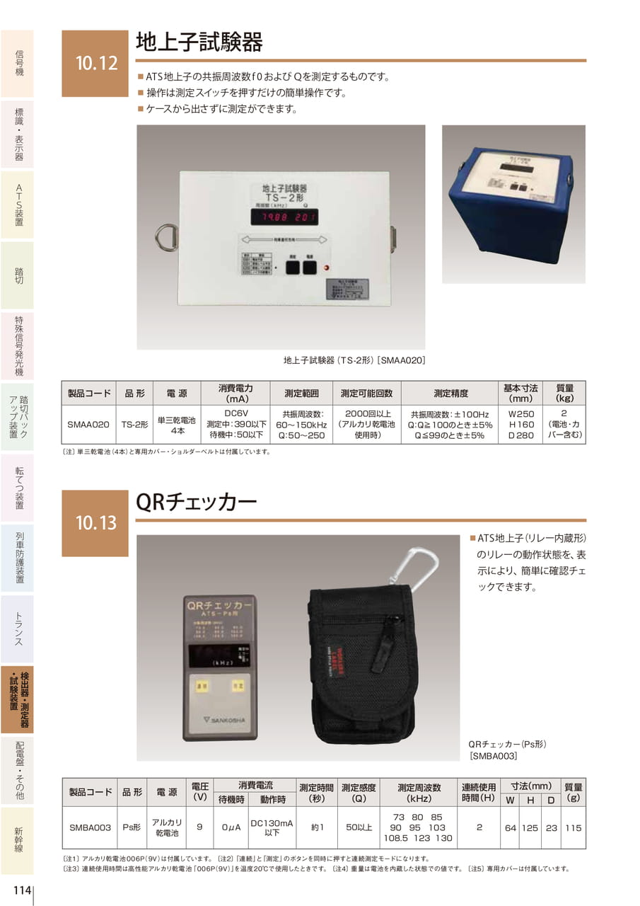 10.12 地上子試験器／10.13 QRチェッカー（116ページ目）