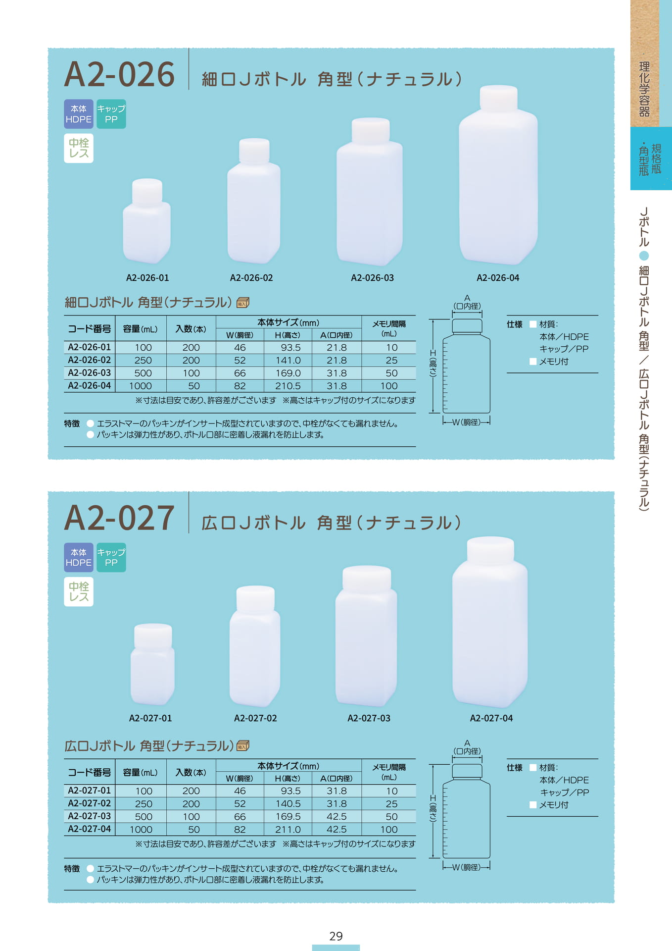 P.031 Jボトル A2-026/A2-027 (カタログ上表記P.029)（31ページ目）