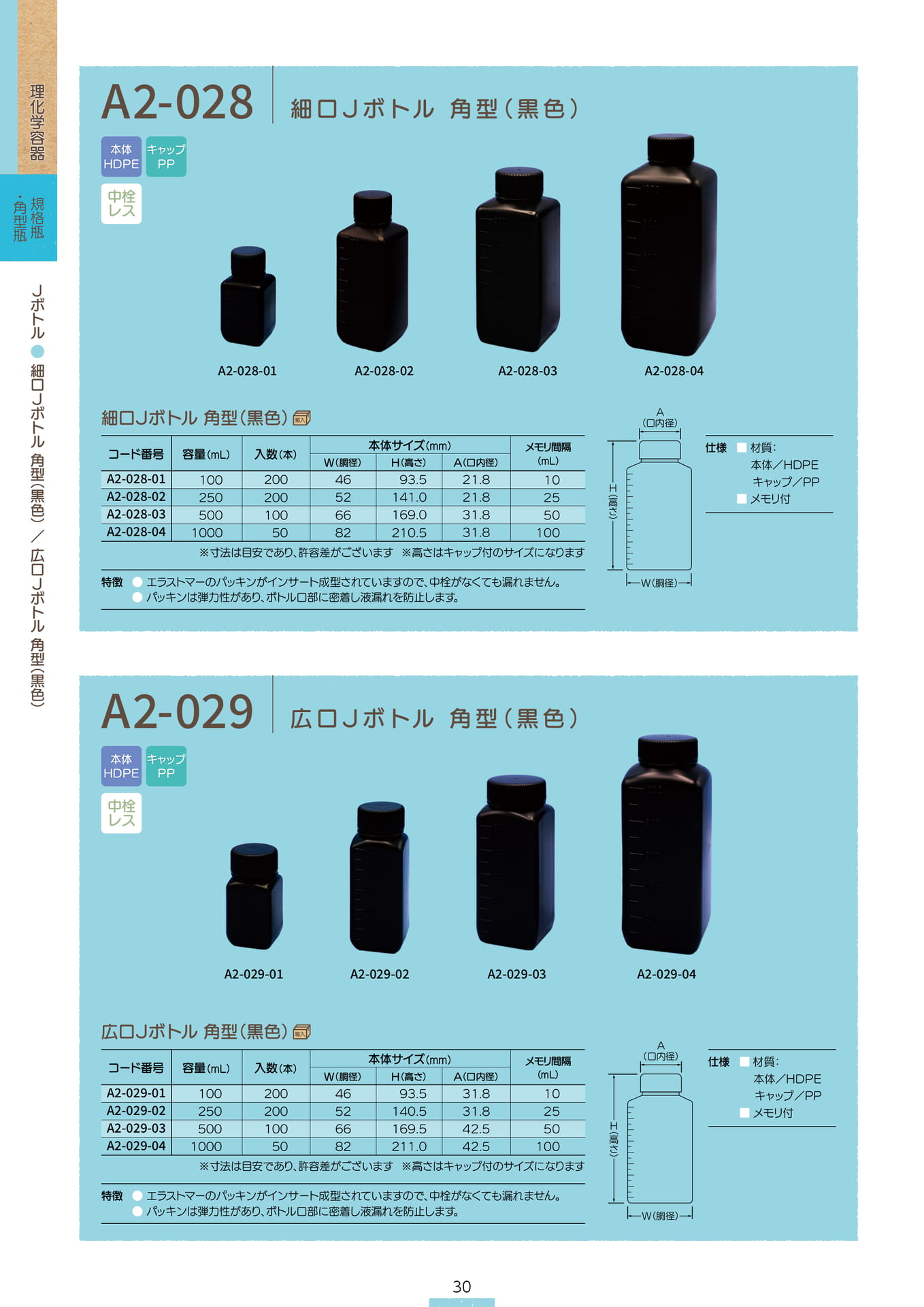 P.032 Jボトル A2-028/A2-029 (カタログ上表記P.030)（32ページ目）