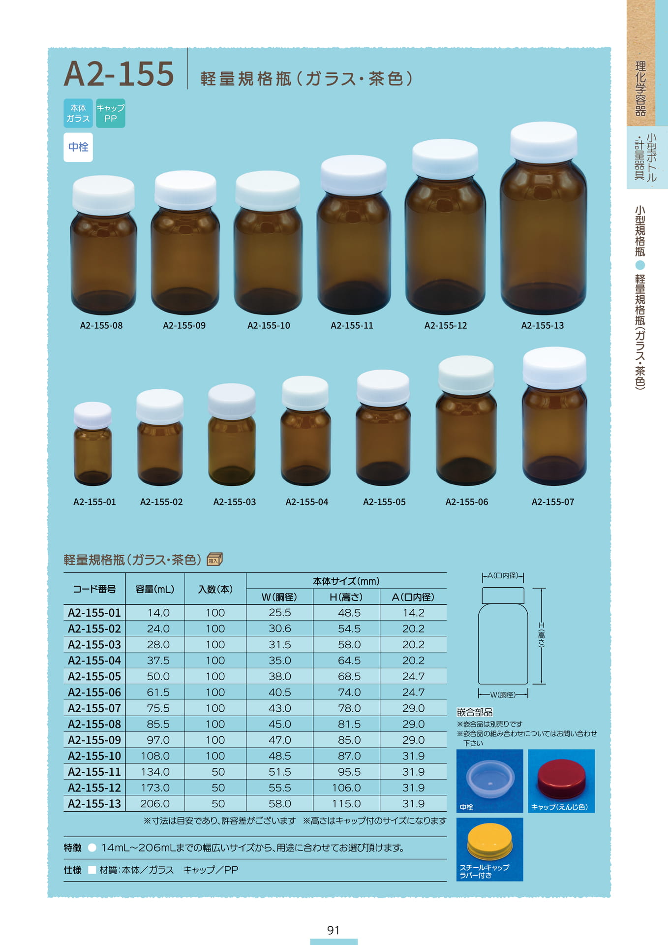 P.093 小型規格瓶 A2-155 (カタログ上表記P.091)（93ページ目）
