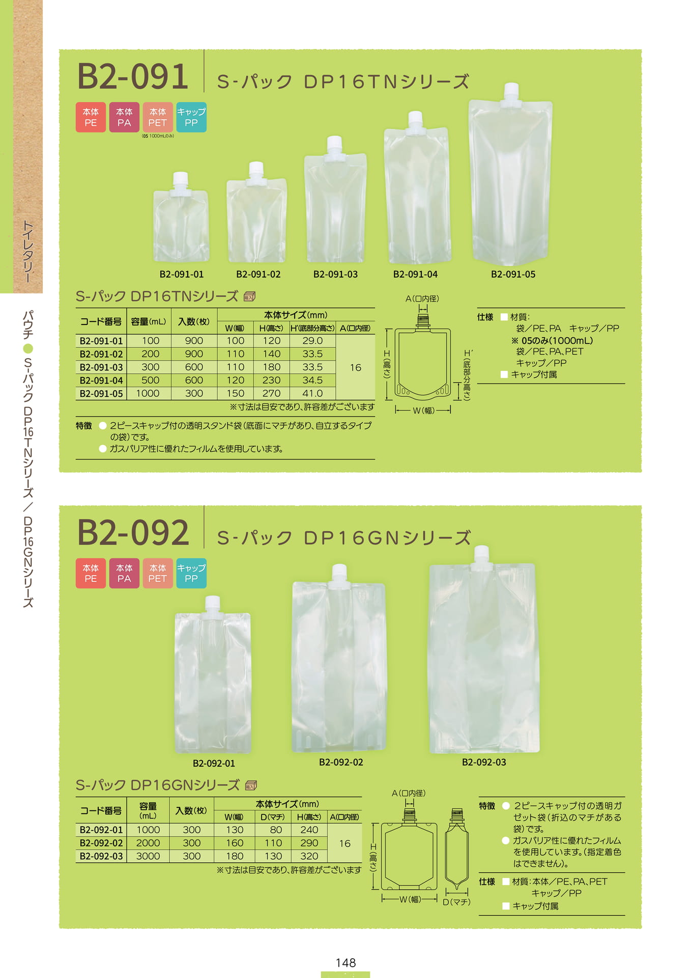 P.150 パウチ B2-091/B2-092 (カタログ上表記P.148)（150ページ目）