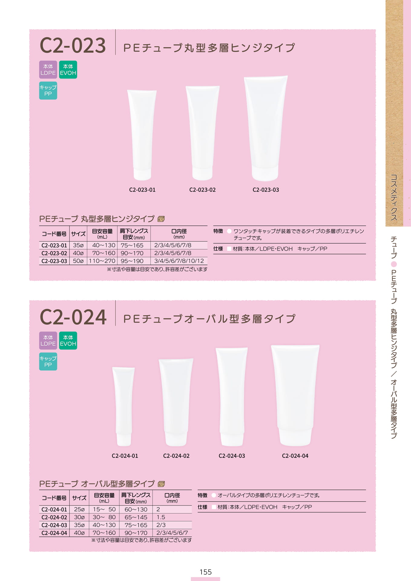 P.157 チューブ C2-023/C2-024 (カタログ上表記P.155)（157ページ目）