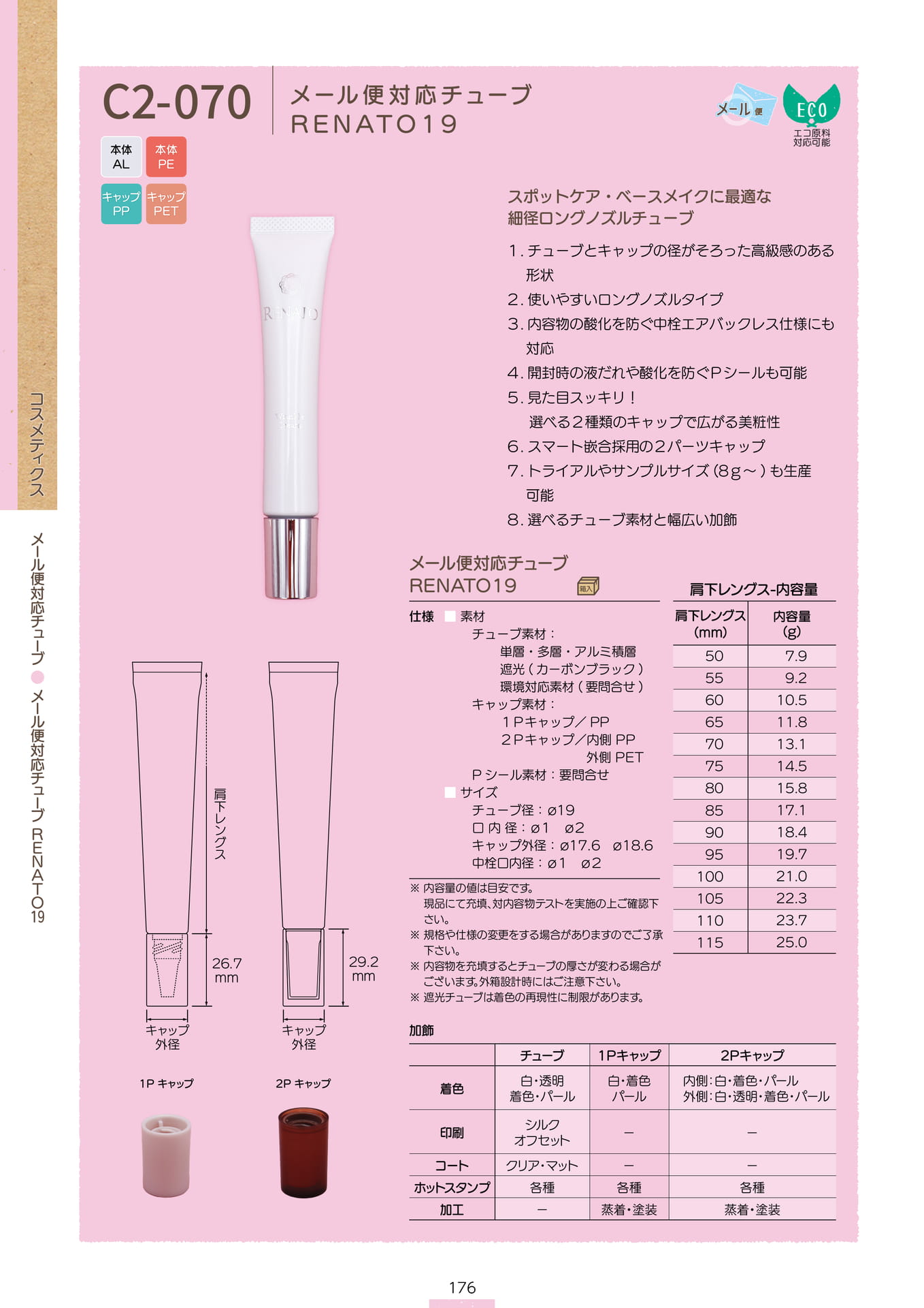 P.178 メール便対応チューブ C2-070 (カタログ上表記P.176)（178ページ目）