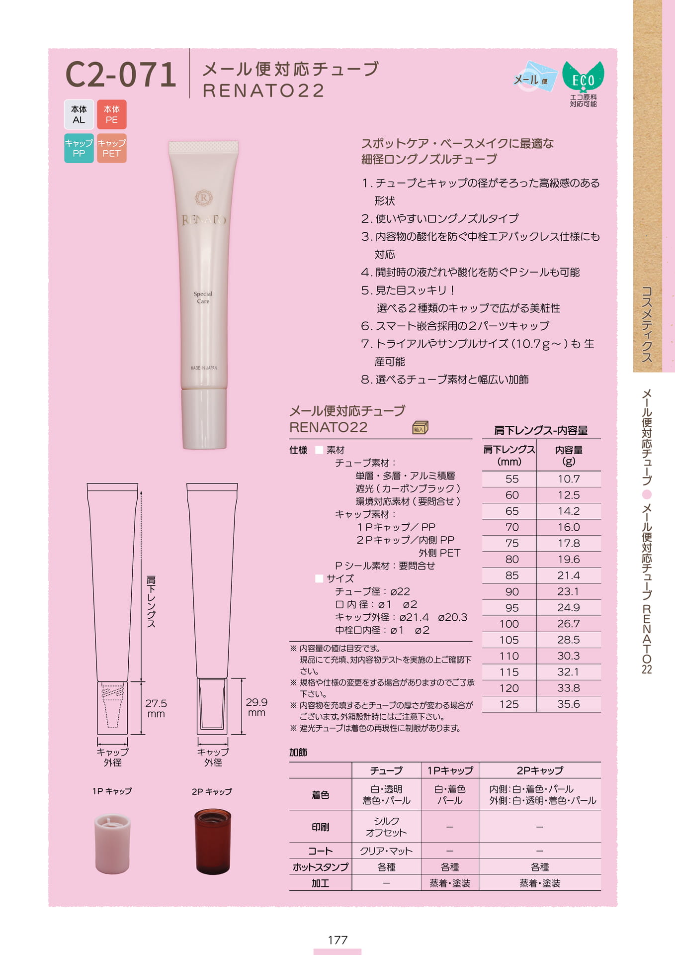 P.179 メール便対応チューブ C2-071 (カタログ上表記P.177)（179ページ目）