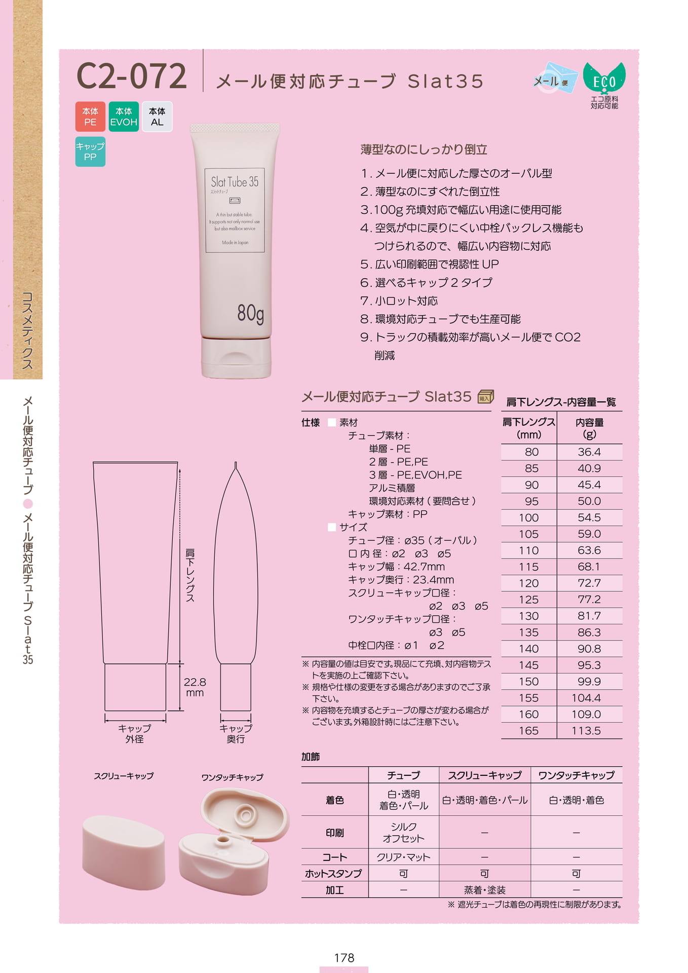 P.180メール便対応チューブ C2-072 (カタログ上表記P.178)（180ページ目）