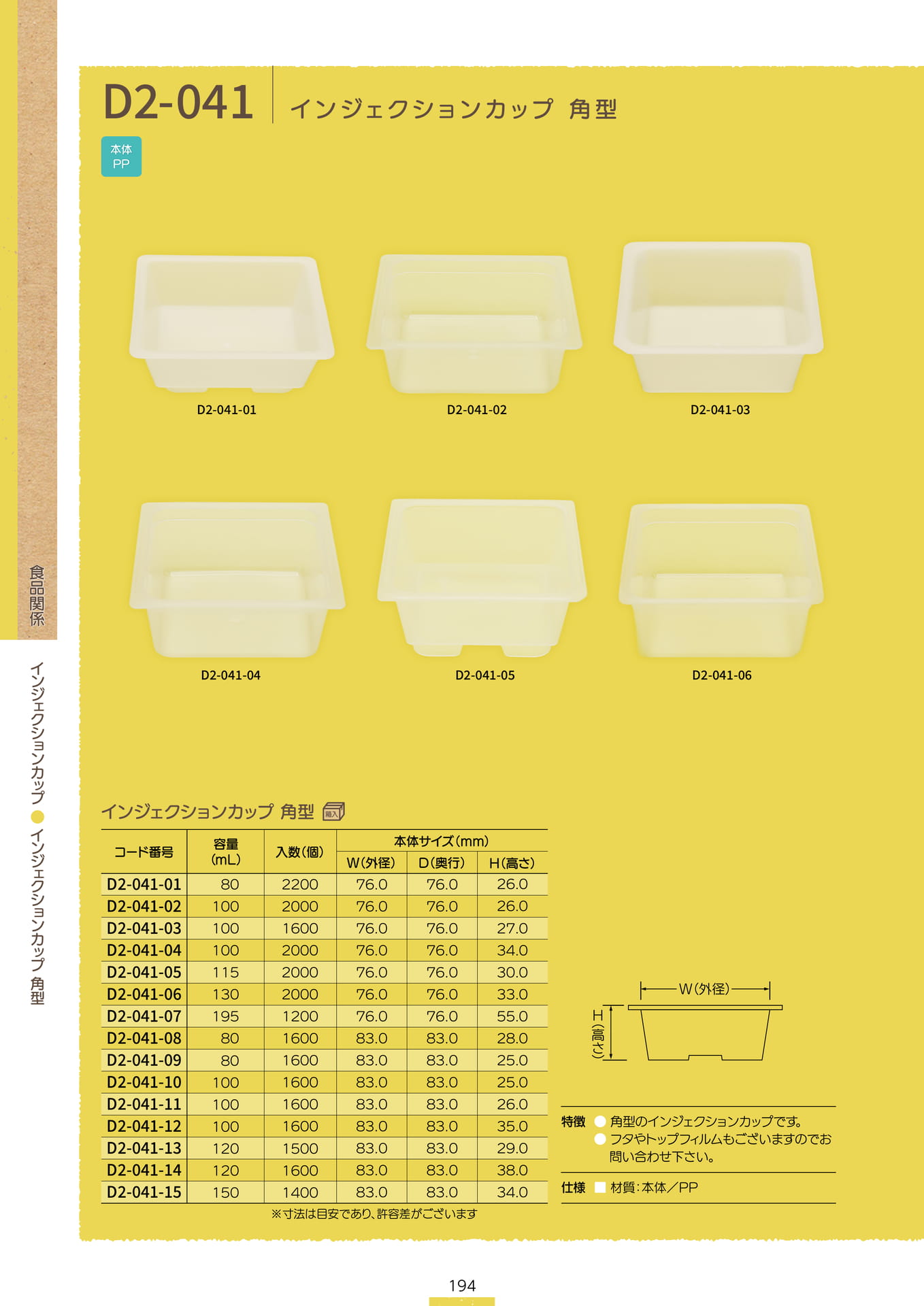 P.196 インジェクションカップ D2-041① (カタログ上表記P.194)（196ページ目）