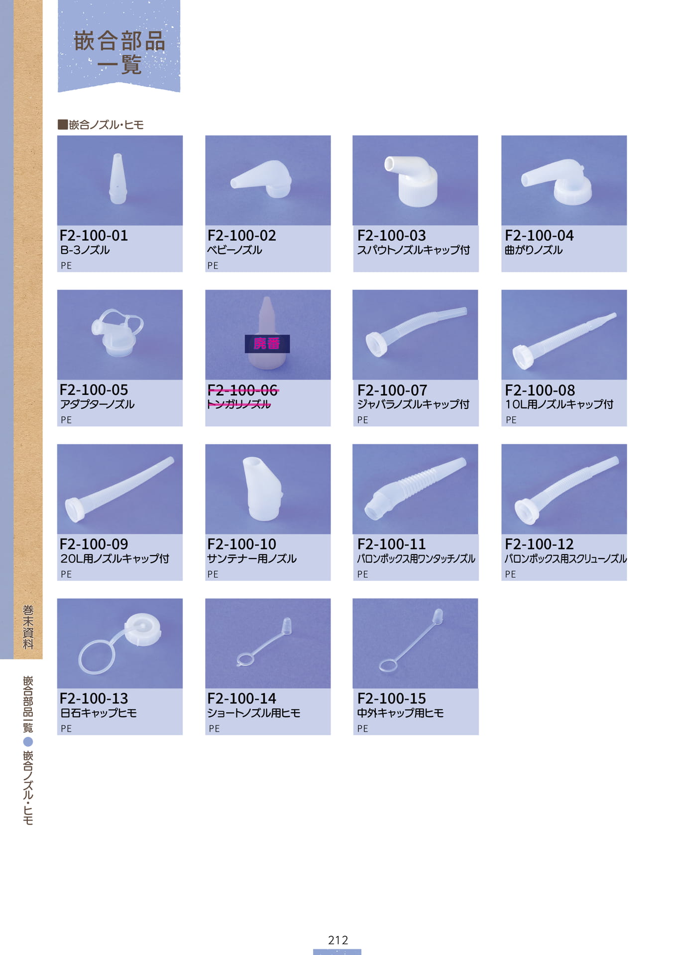 P.214 巻末資料 嵌合部品一覧⑪ (カタログ上表記P.212)(214ページ目)