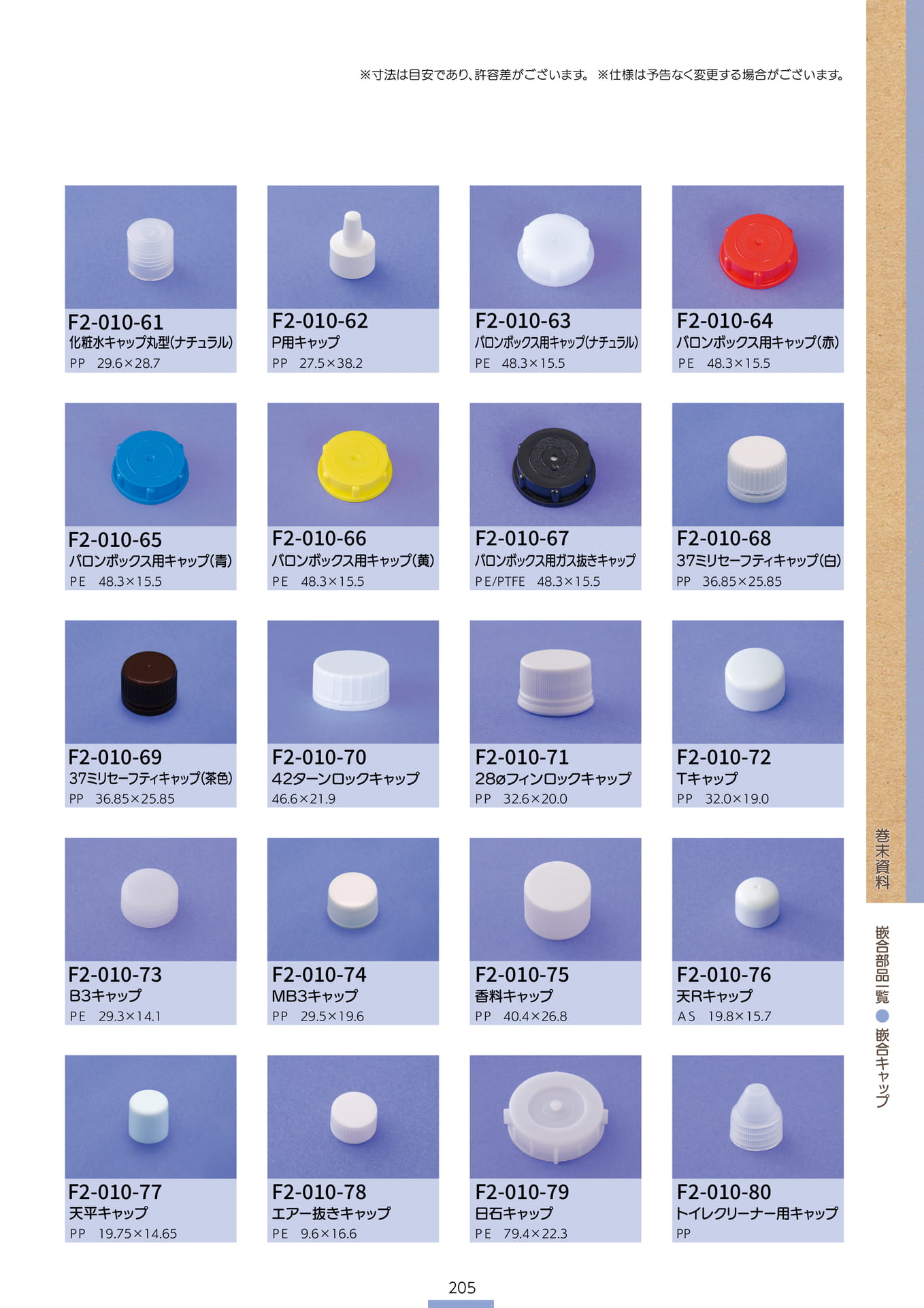 P.207 巻末資料 嵌合部品一覧④ (カタログ上表記P.205)（207ページ目）