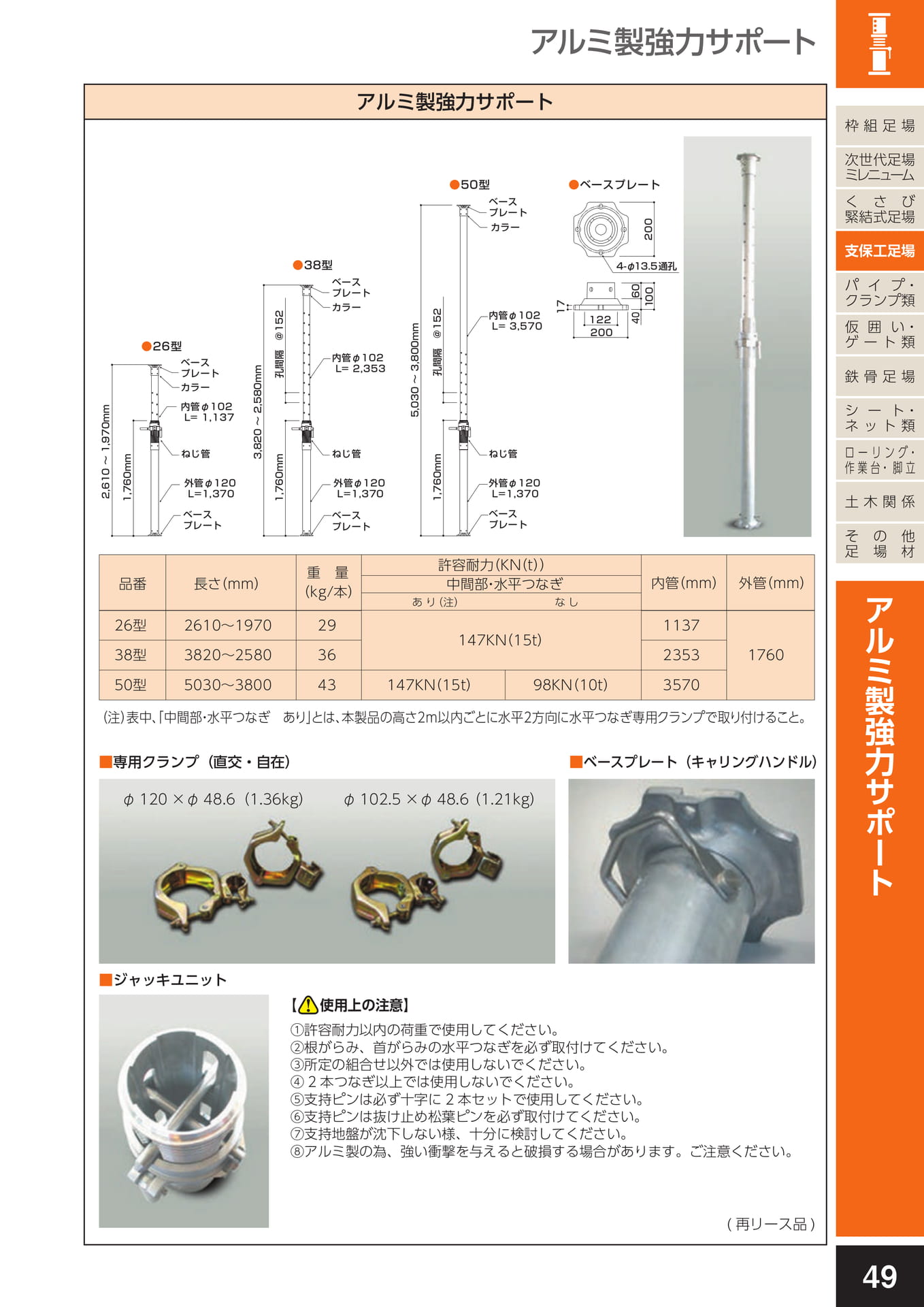 支保工足場/アルミ製協力サポート(53ページ目)