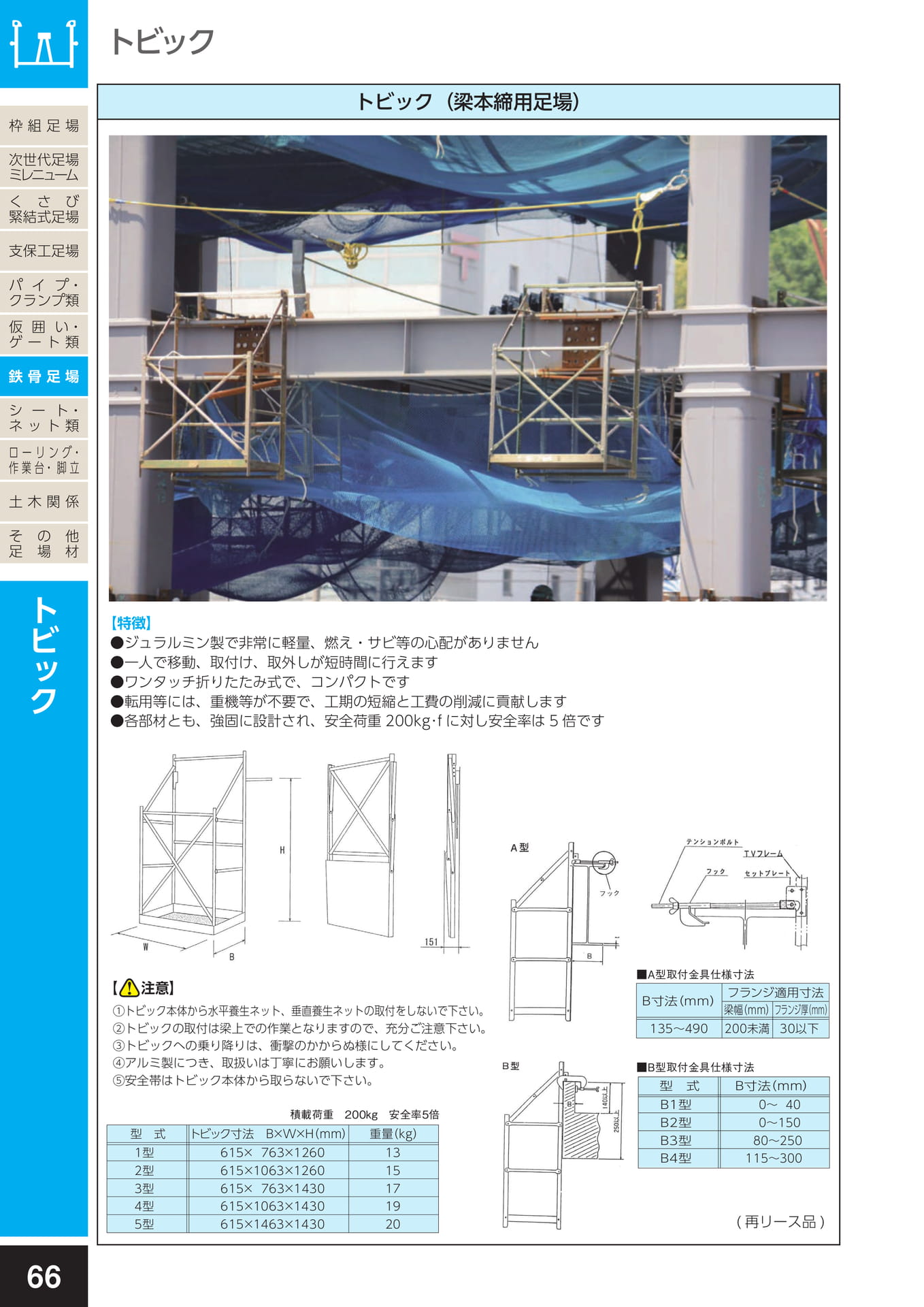 鉄骨足場/トビック(梁本締用足場)(70ページ目)